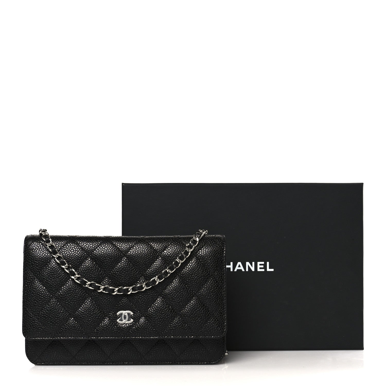 Caviar Quilted Wallet On Chain WOC Black