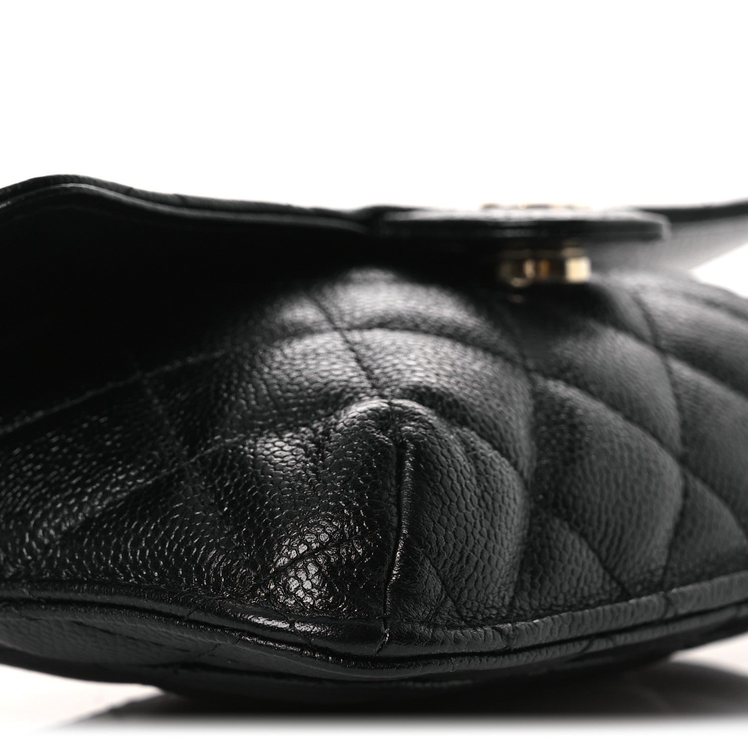 Caviar Fabric Foldable Tote Bag With Chain Black Multicolor
