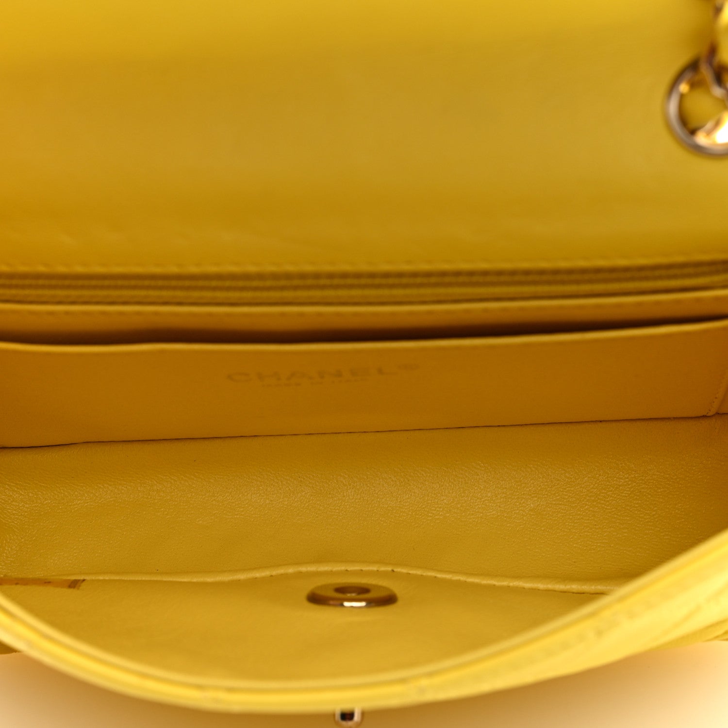 Lambskin Quilted Mini Rectangular Flap Yellow