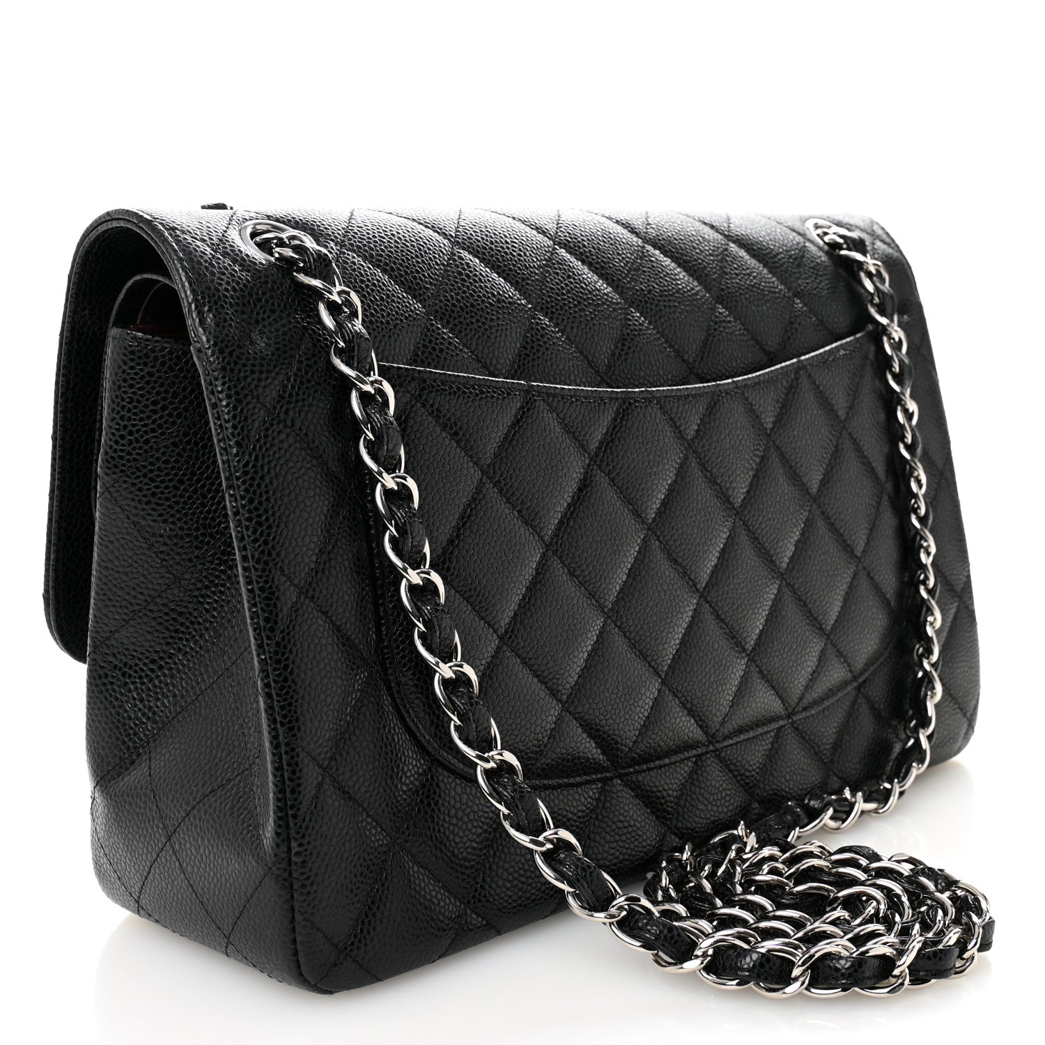 Caviar Quilted Jumbo Double Flap Black
