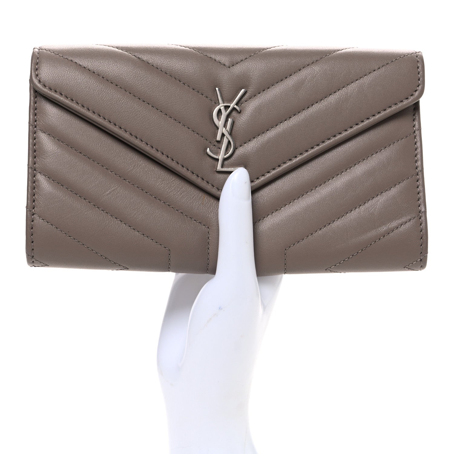 Lambskin Y Quilted Monogram Large Loulou Flap Wallet Mink