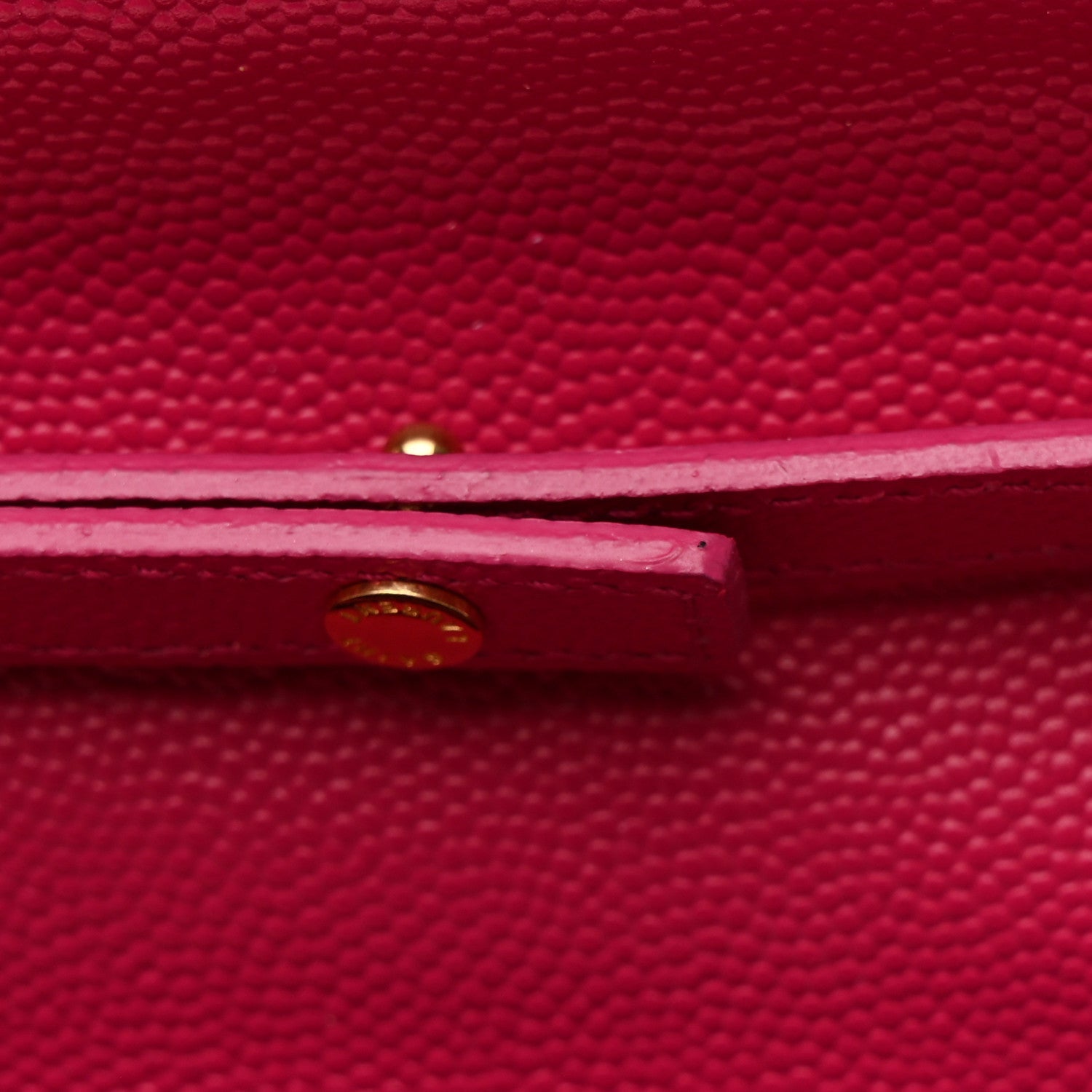 Grain De Poudre Matelasse Chevron Monogram Chain Wallet Lipstick Fuchsia