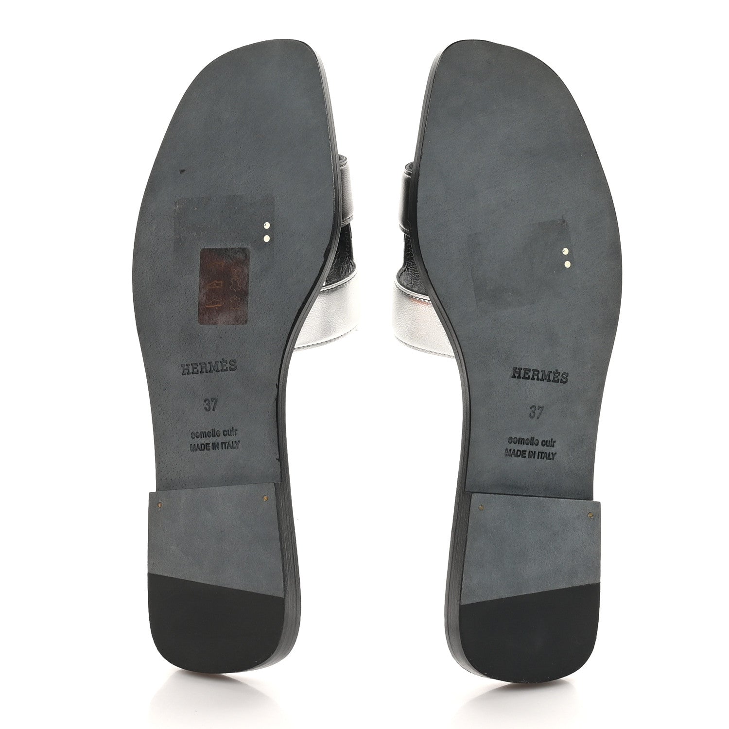 Metallic Nappa Box Oran Sandals 37 Canon De Fusil Argent
