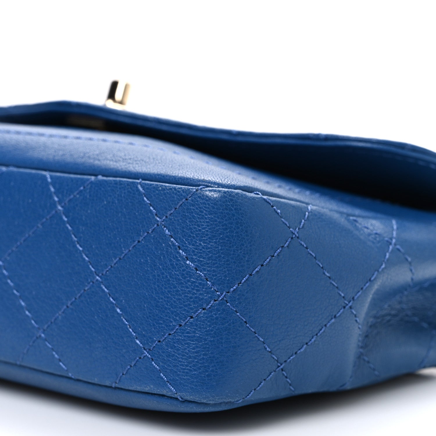Goatskin Quilted Coco Curve Flap Messenger Flap Blue