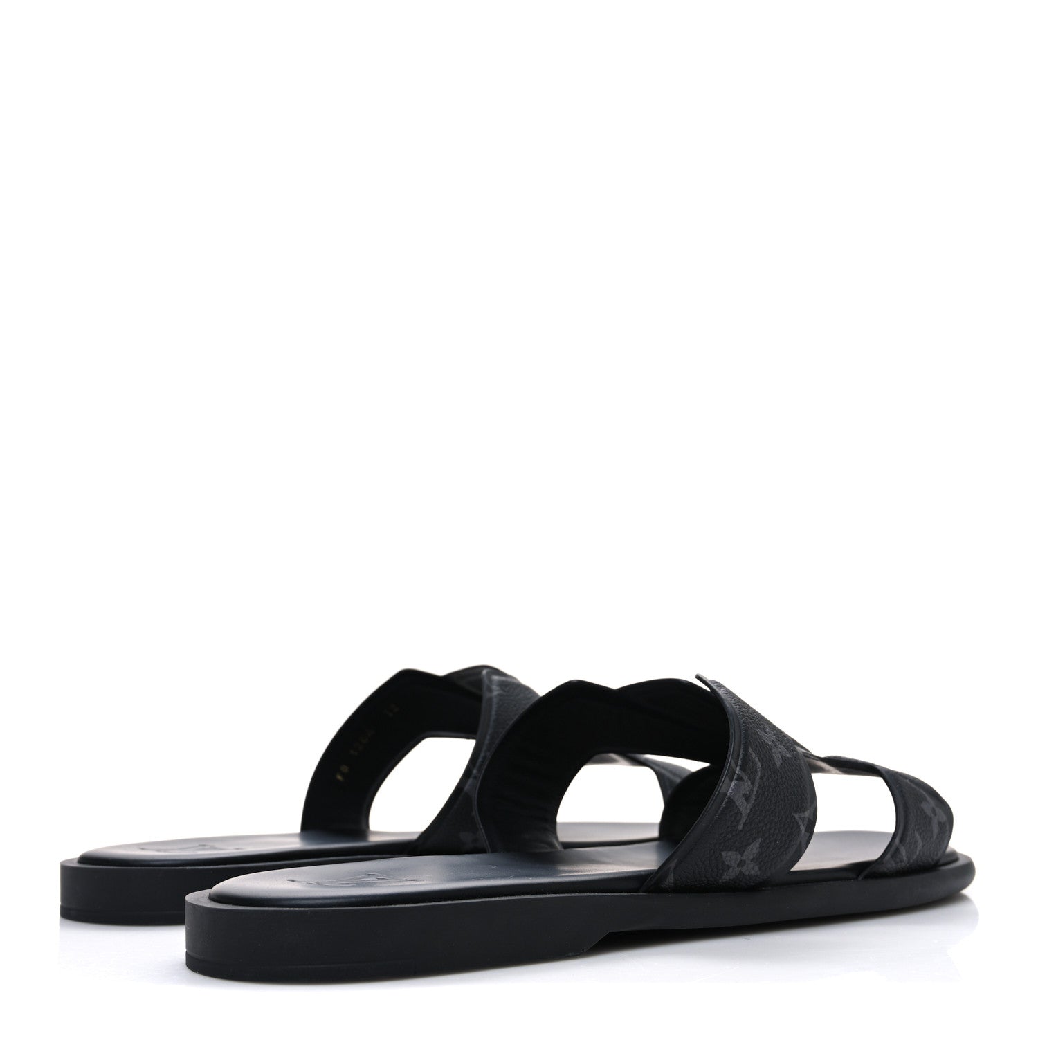 Monogram Eclipse Calfskin Mens LV Oasis Mules 12 Black