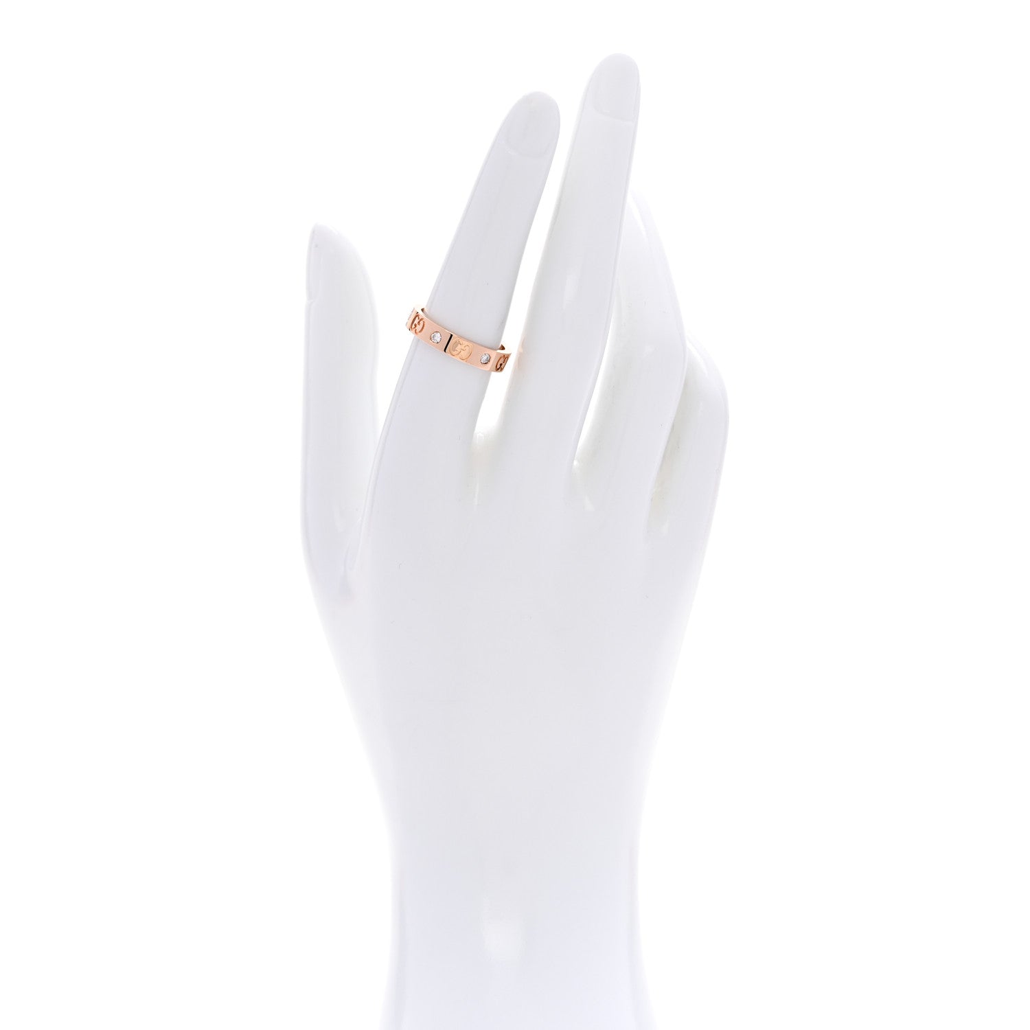18K Rose Gold Diamond Icon Band Ring 54 6.75