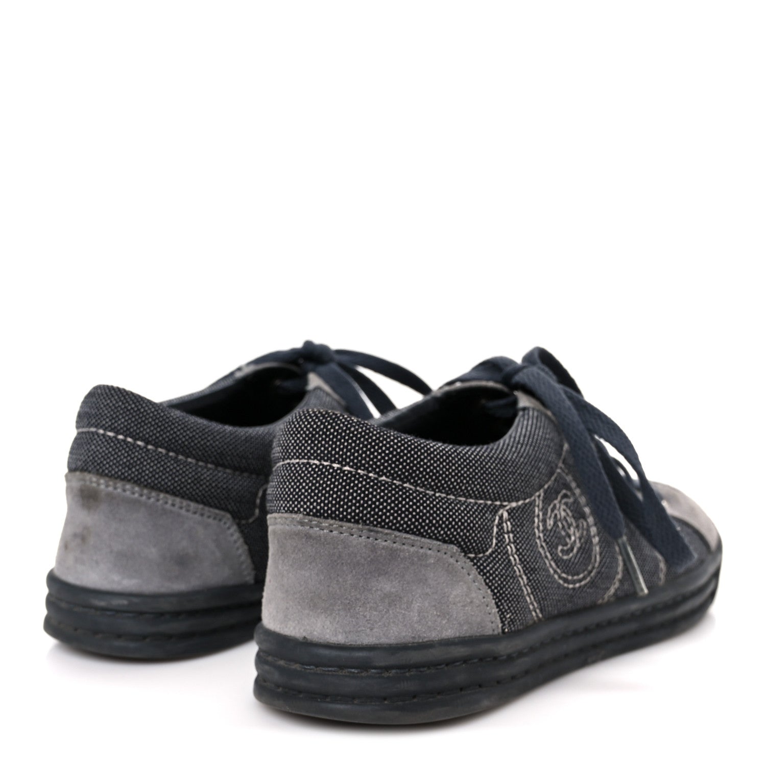 Toile Suede Calfskin CC Low Top Sneakers 36 Dark Grey