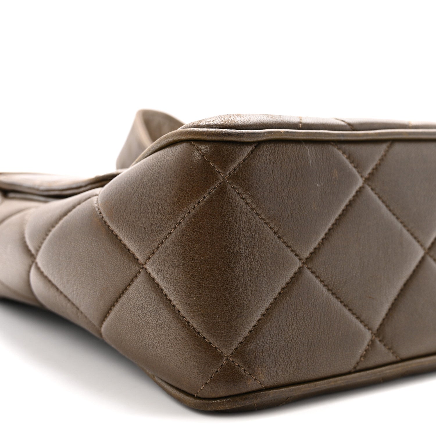 Lambskin Quilted CC Single Flap Shoulder Bag Brown