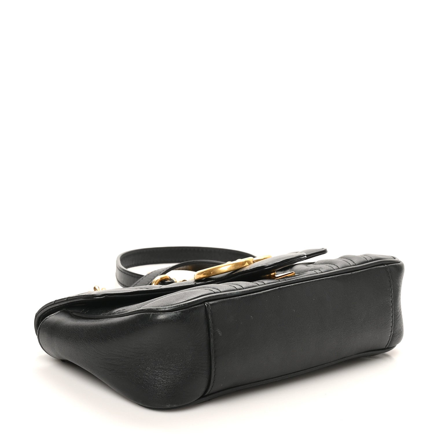 Calfskin Matelasse Mini GG Marmont Shoulder Bag Black