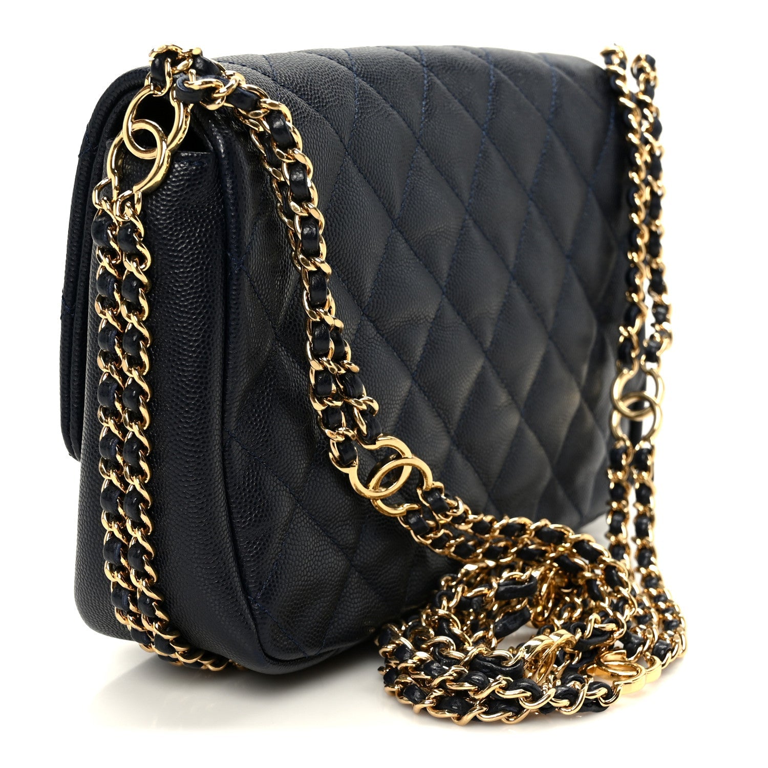 Caviar Quilted Small CC You Flap Navy