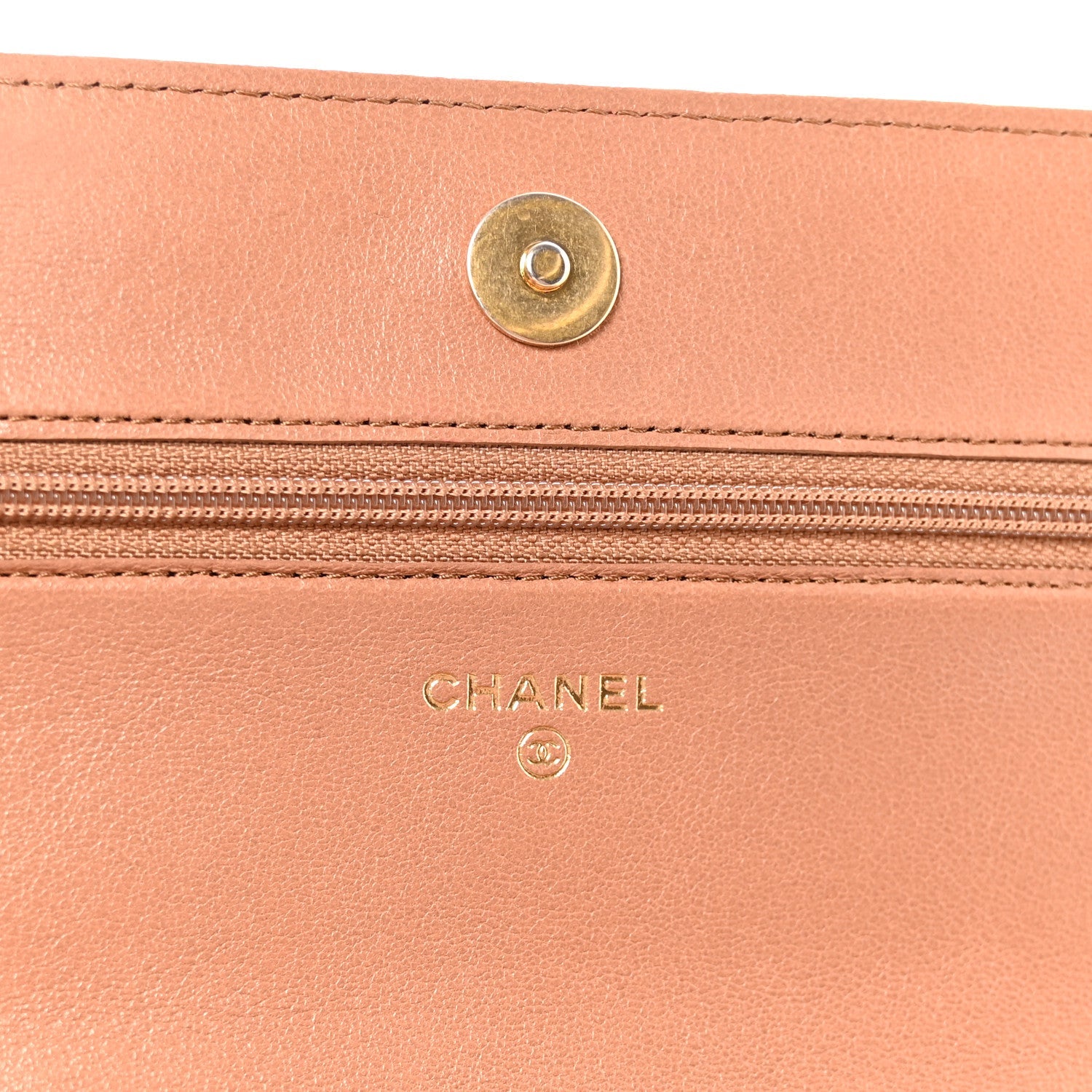 Lambskin Quilted Chanel 19 Wallet On Chain WOC Brown