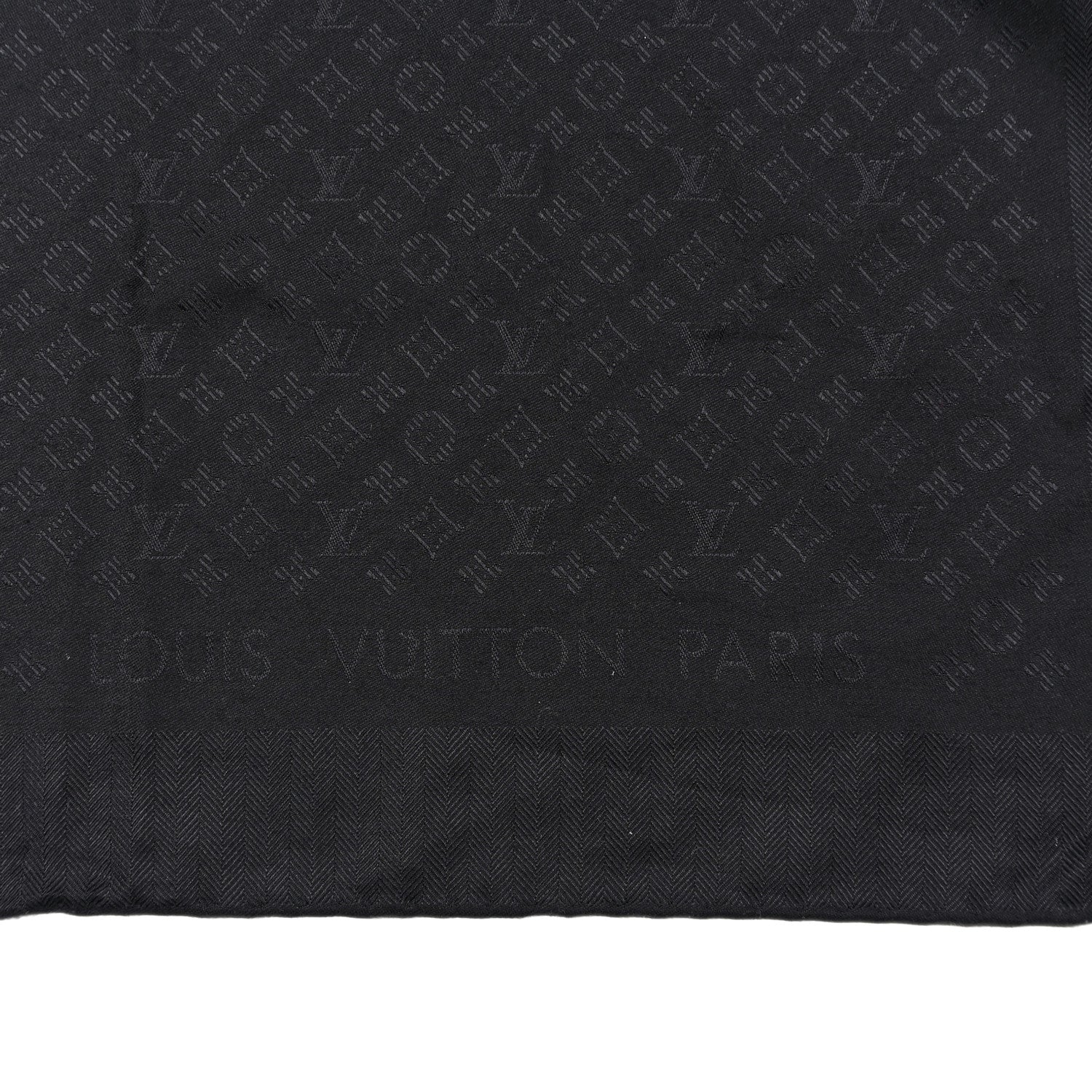 Silk Wool Monogram Evermore Shawl Black