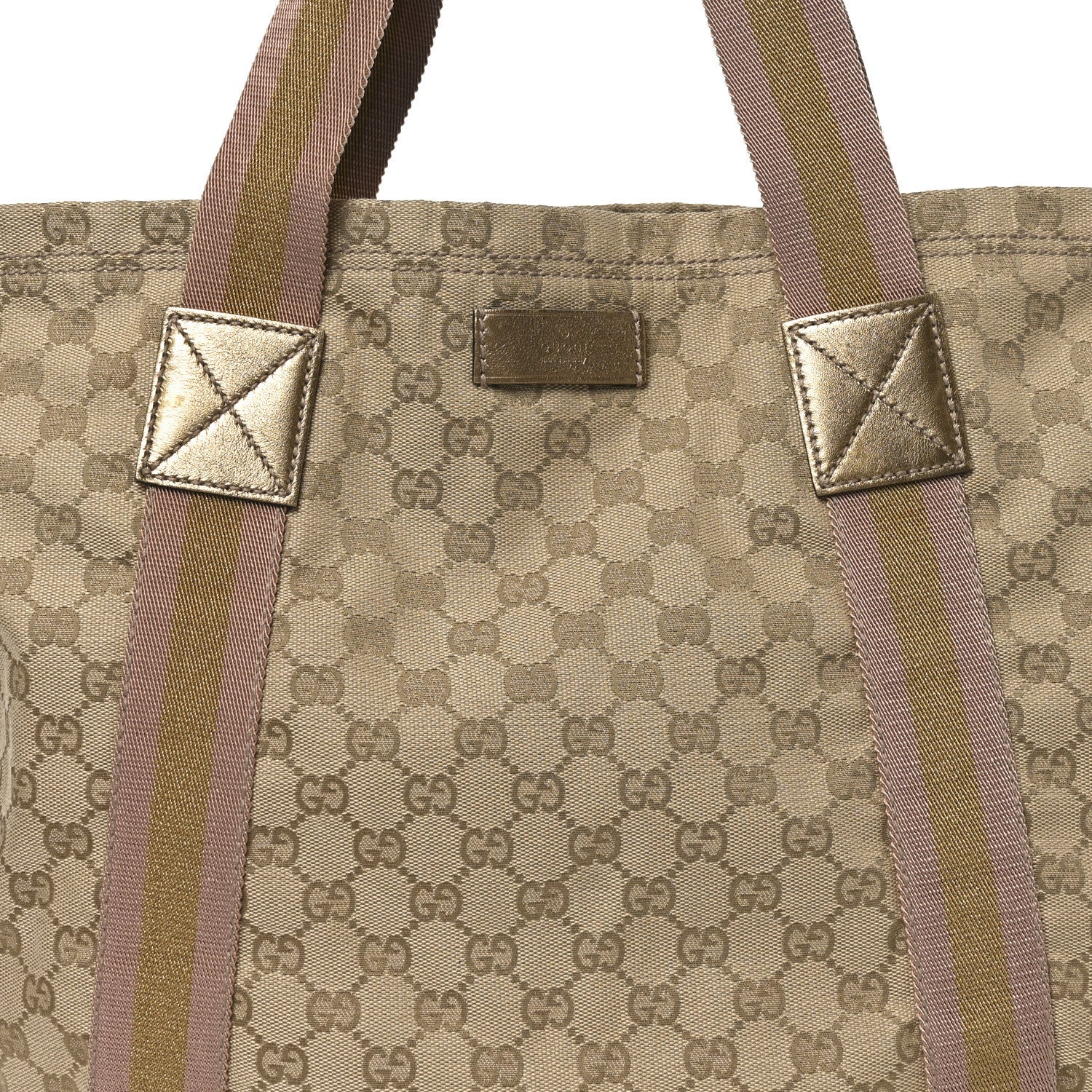 GG Monogram Medium Web Handle Vertical Tote Pink Gold