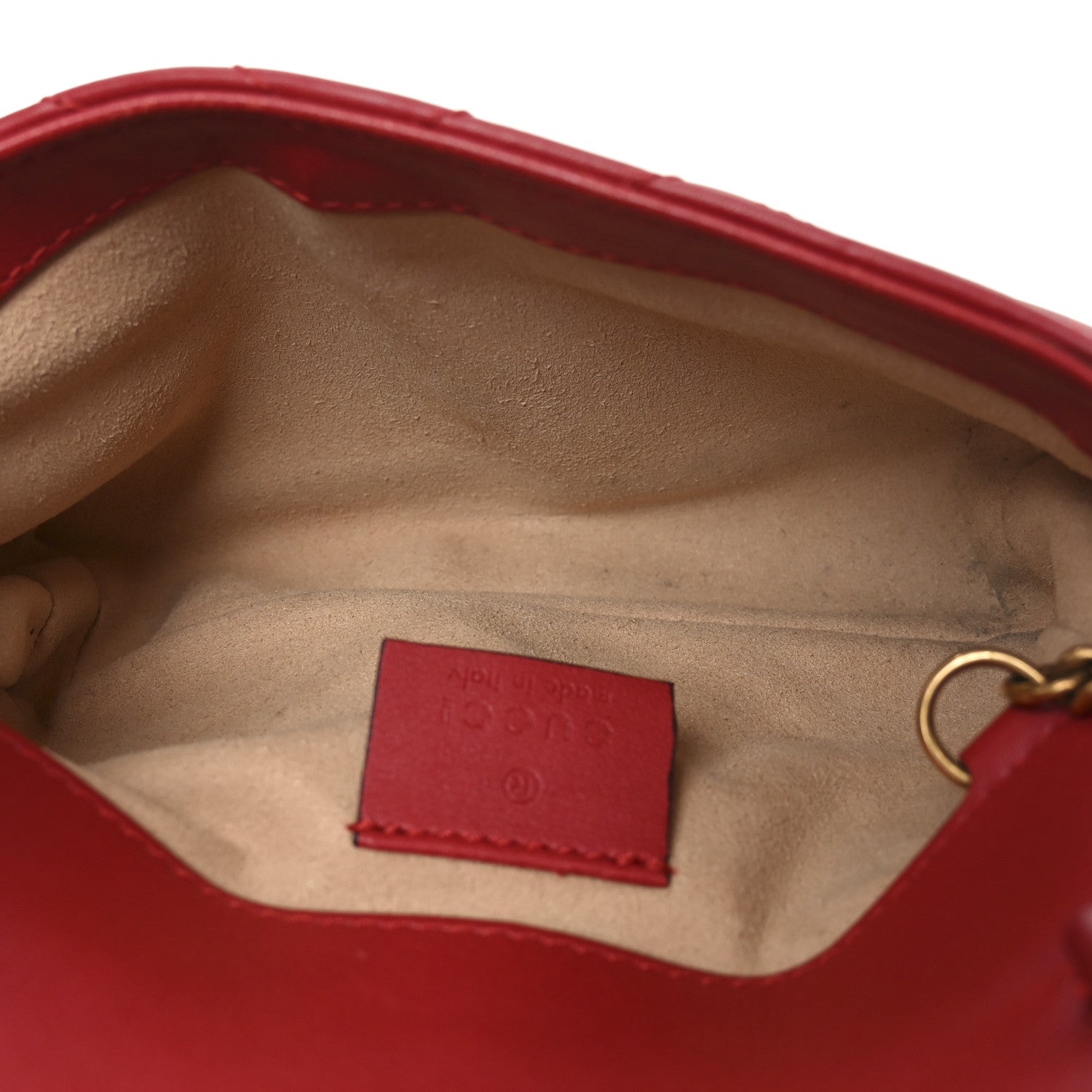 Calfskin Matelasse Super Mini GG Marmont Shoulder Bag Hibiscus Red