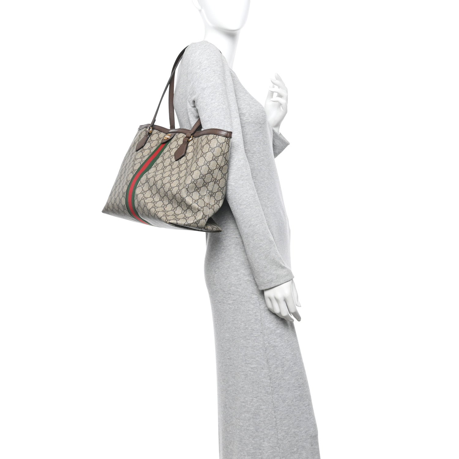 GG Supreme Monogram Medium Ophidia Shopping Tote Brown
