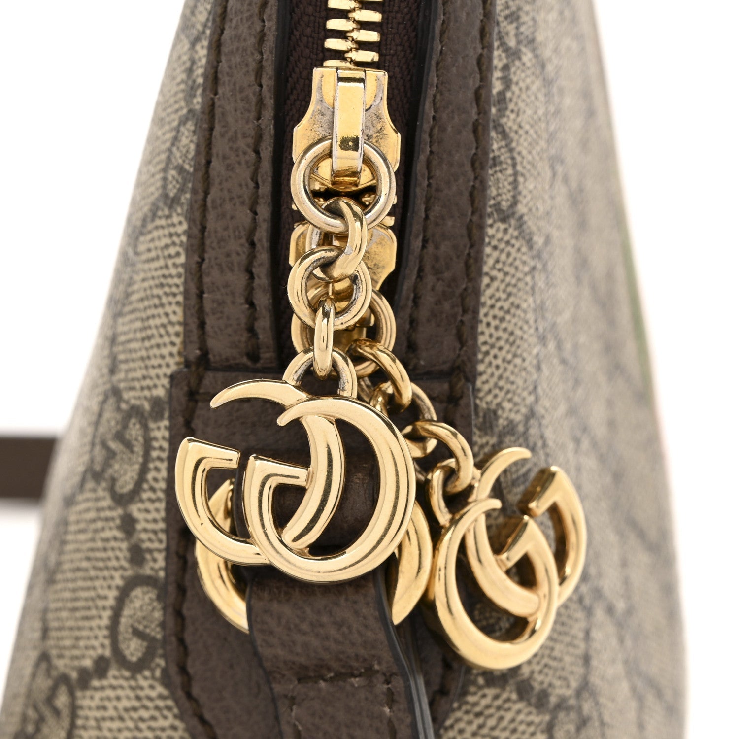 GG Supreme Monogram Textured Dollar Calfskin Web Small Ophidia Dome Shoulder Bag Beige Ebony New Acero