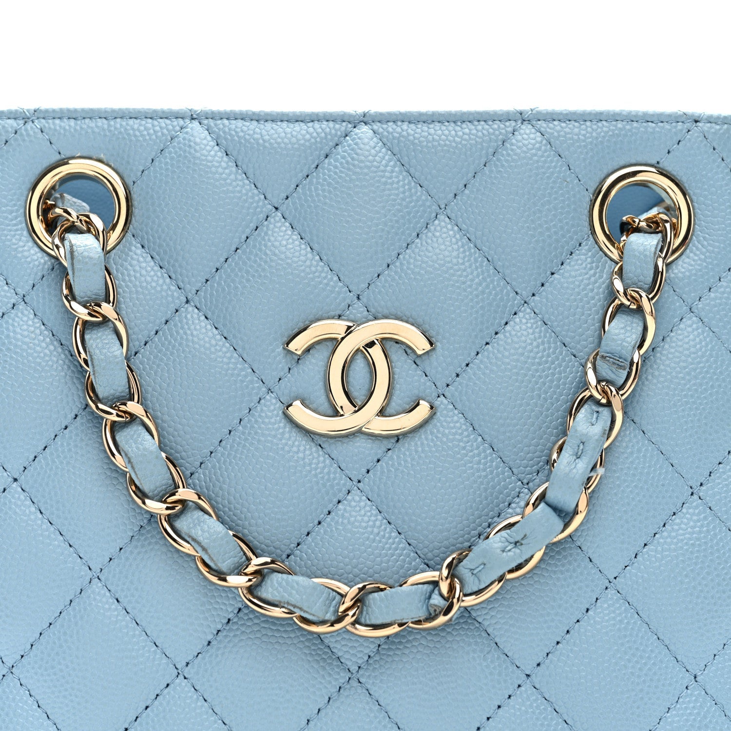 Caviar Quilted Mini Bucket Bag Blue