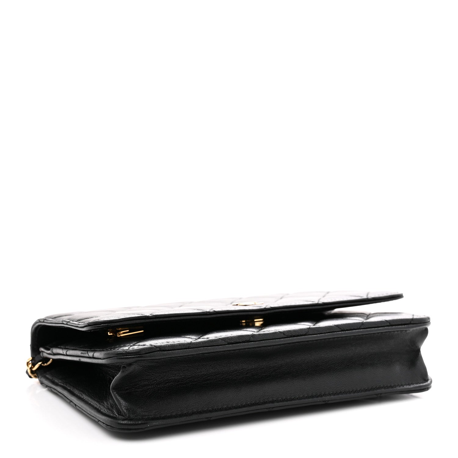 Lambskin Quilted Wallet On Chain WOC Black