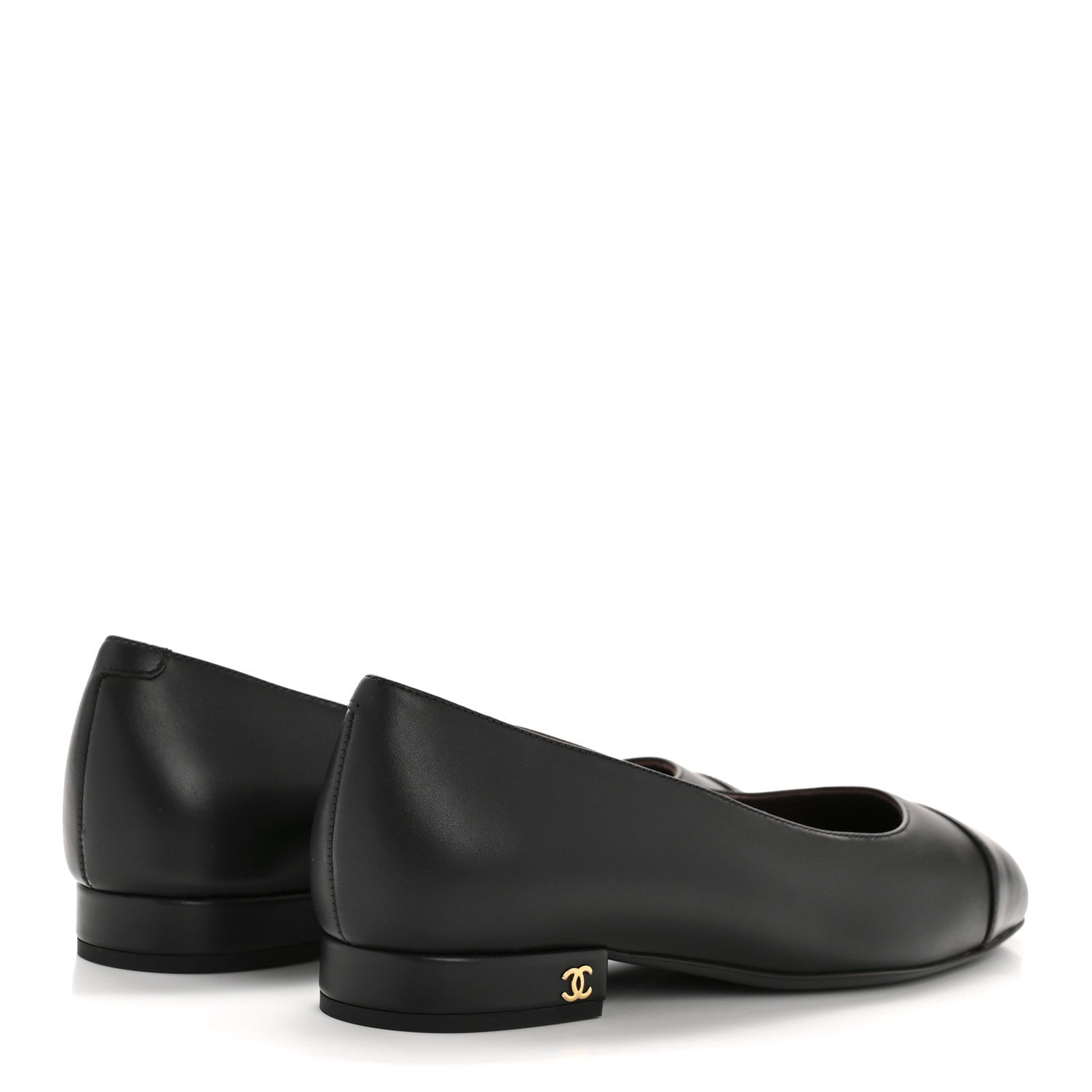 Lambskin Cap Toe CC Uniform Ballerina Flats 37 Black