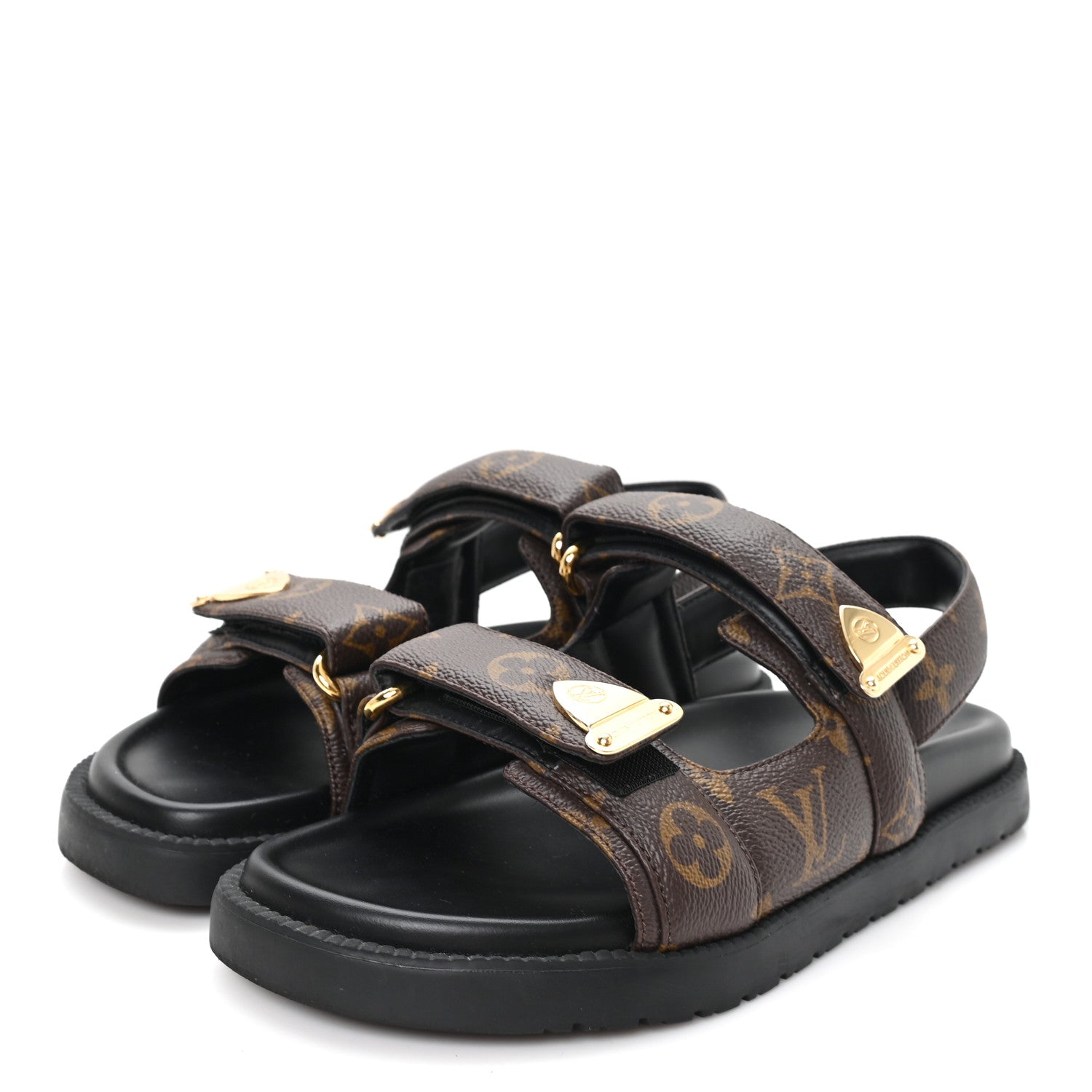 Monogram LV Sunset Comfort Flat Sandals 36 Cacao Brown