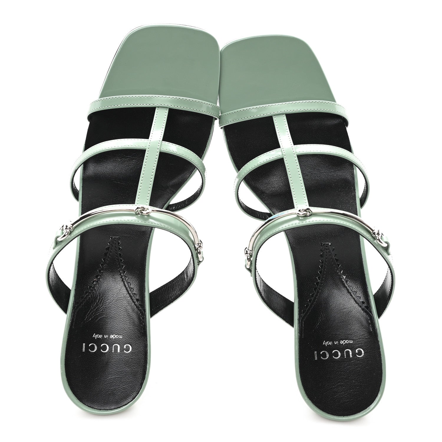 Regent Calfskin Horsebit Mid Heel Sandals 39 Pacific Green