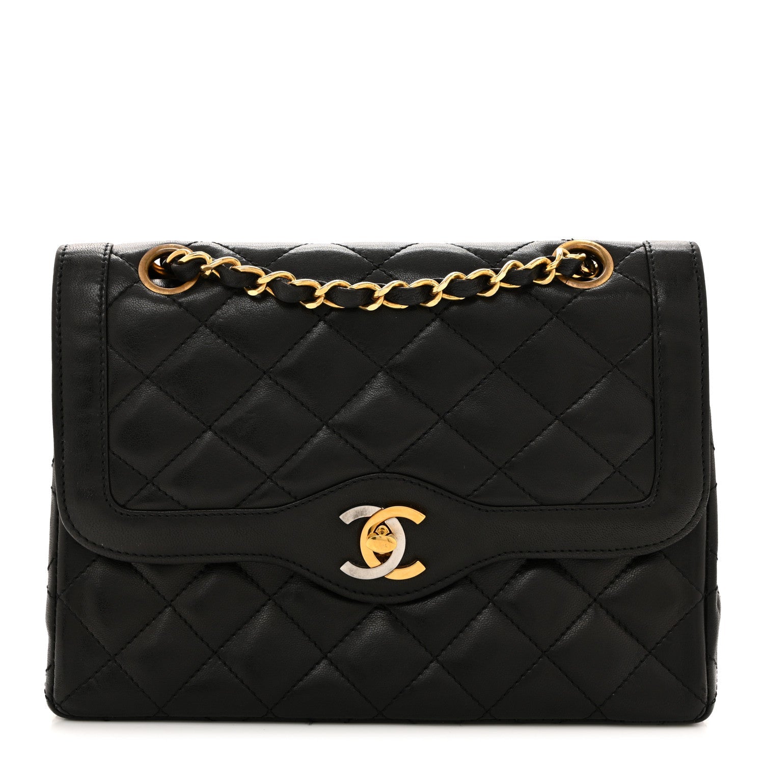 Lambskin Quilted Small Double Flap Black