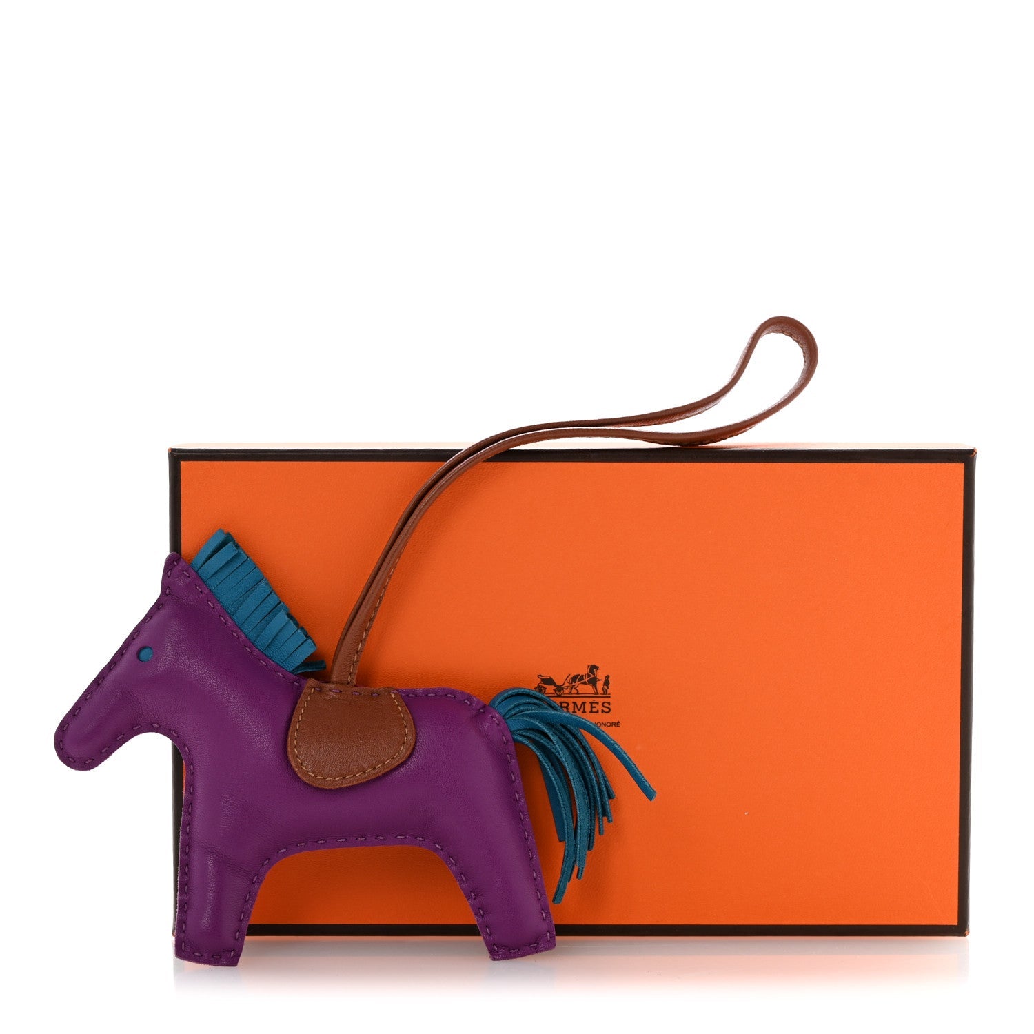 Milo Lambskin Grigri Rodeo Horse Bag Charm GM Anemone Bleu Izmir Fauve