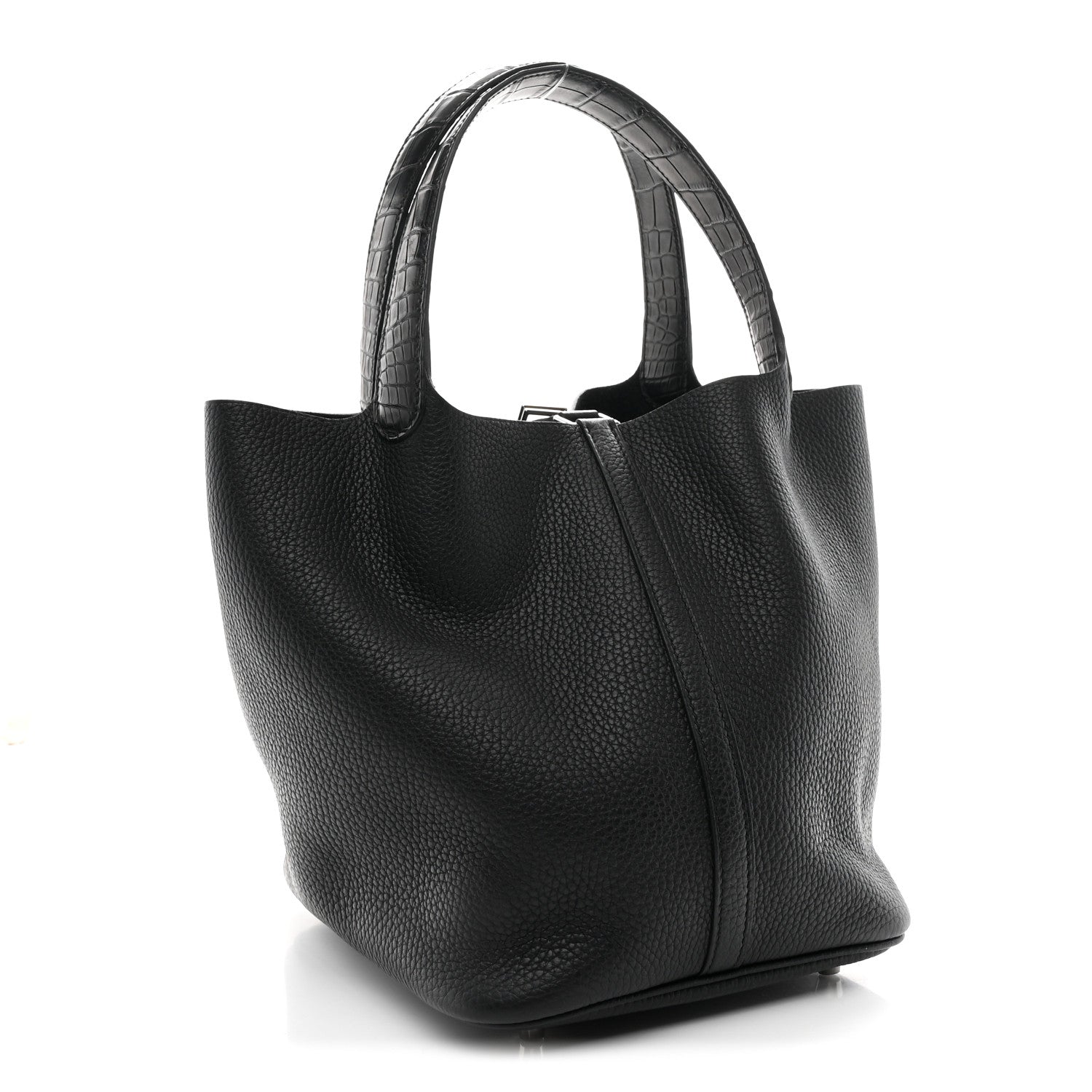 Taurillon Clemence Matte Alligator Picotin Lock Touch 22 MM Black
