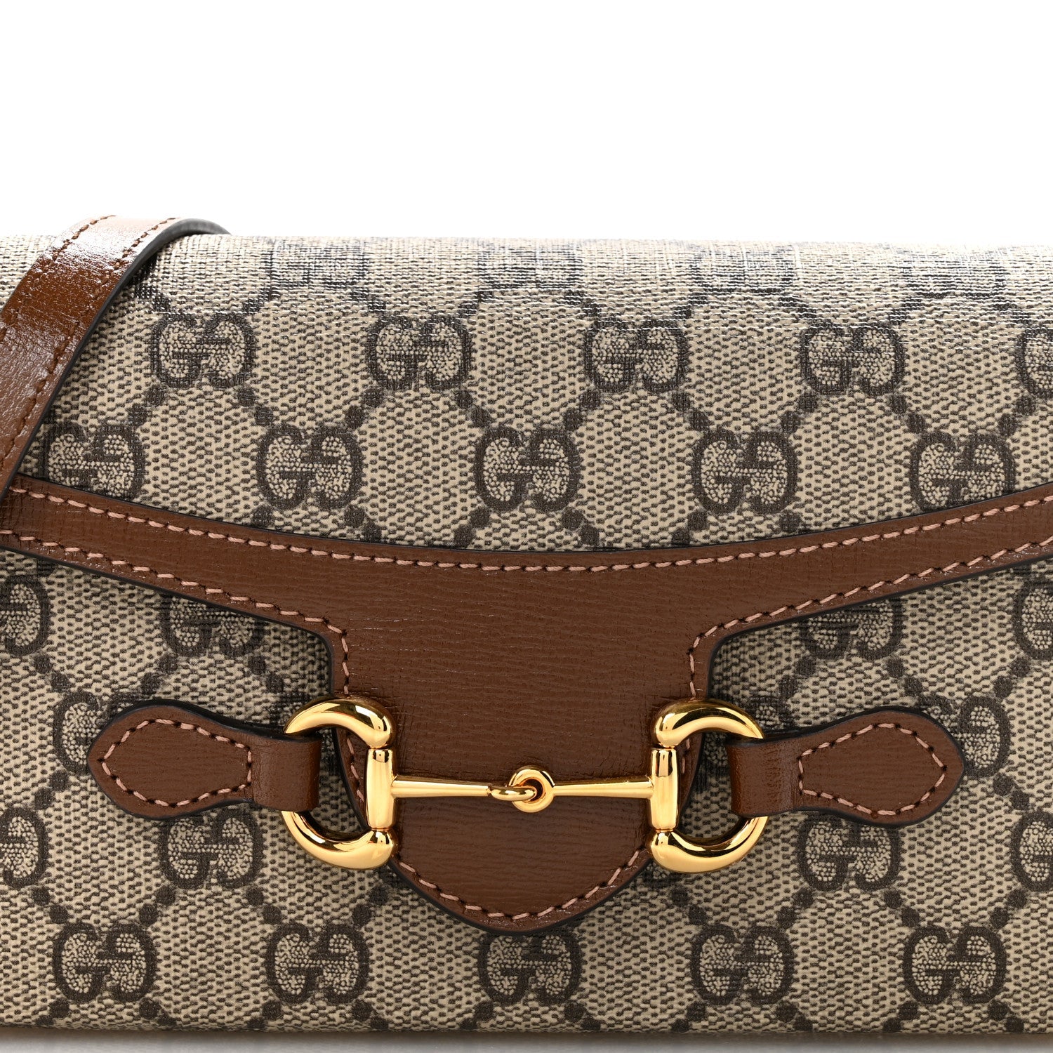 GG Supreme Monogram Mini Horsebit 1955 Shoulder Bag Beige Brown Sugar