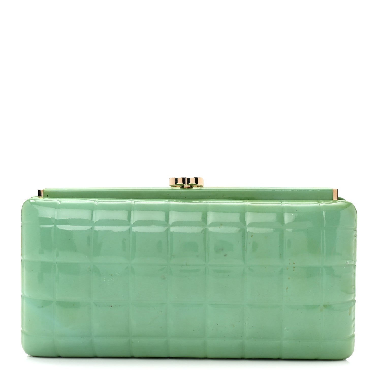 Patent Frame Chocolate Bar Clutch Light Blue