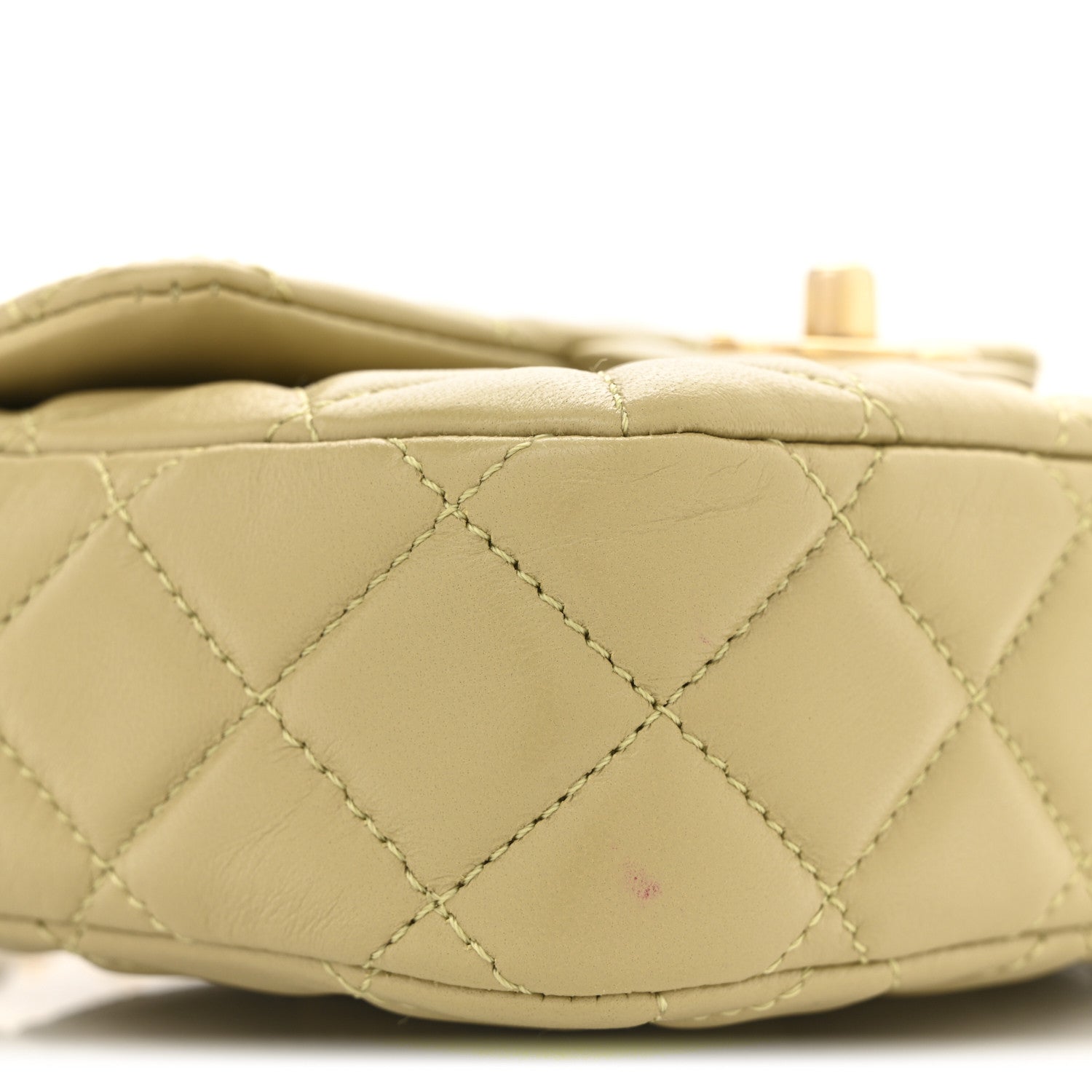 Lambskin Enamel Quilted Mini Coco Hearts Square Flap Light Green