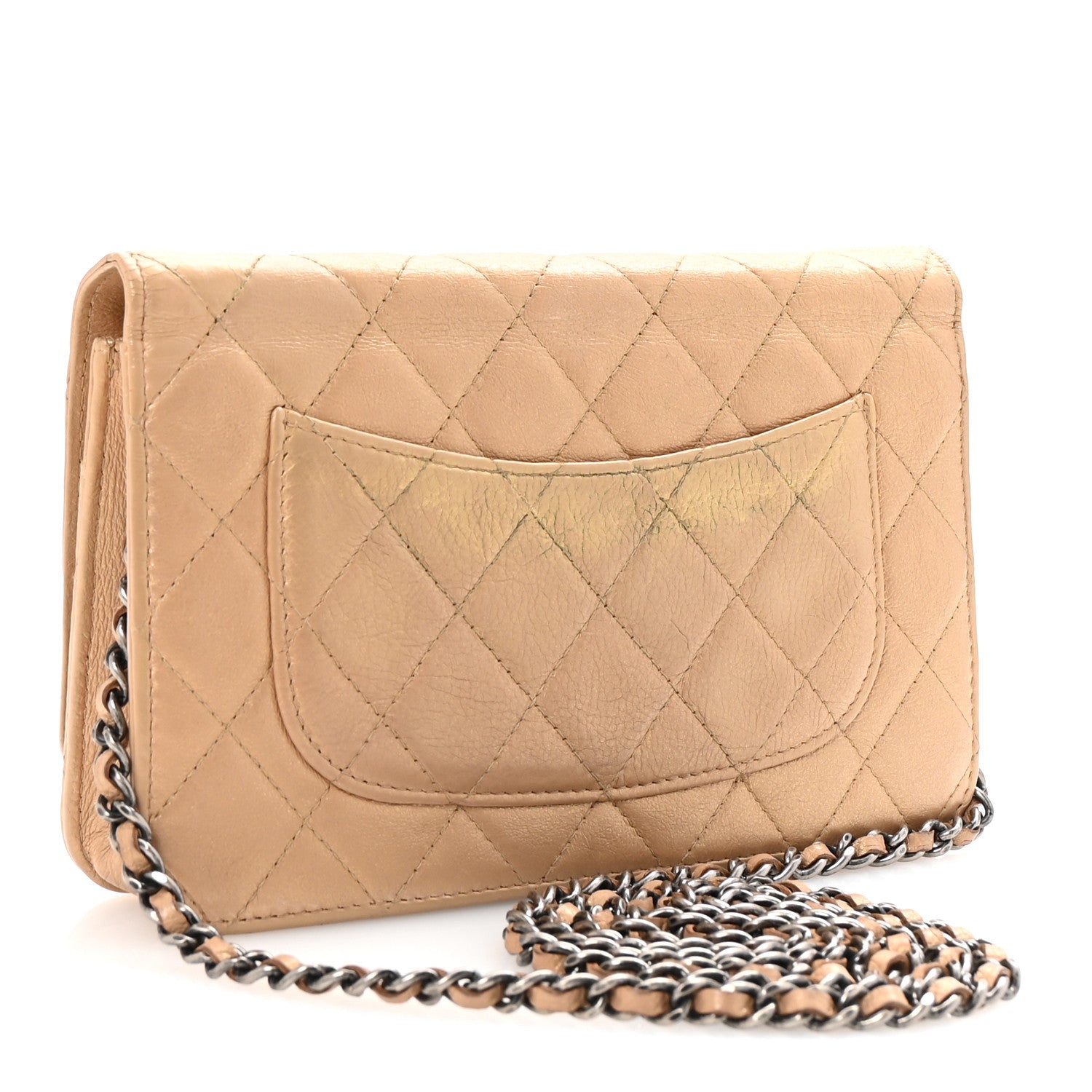 Metallic Calfskin Lucky Charms Casino 2.55 Reissue Wallet On Chain WOC Beige