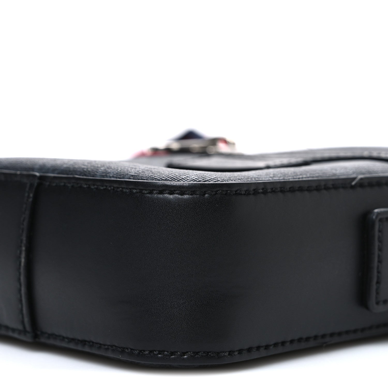 GG Supreme Monogram Appia Calfskin Web Small Camera Messenger Bag Black Grey