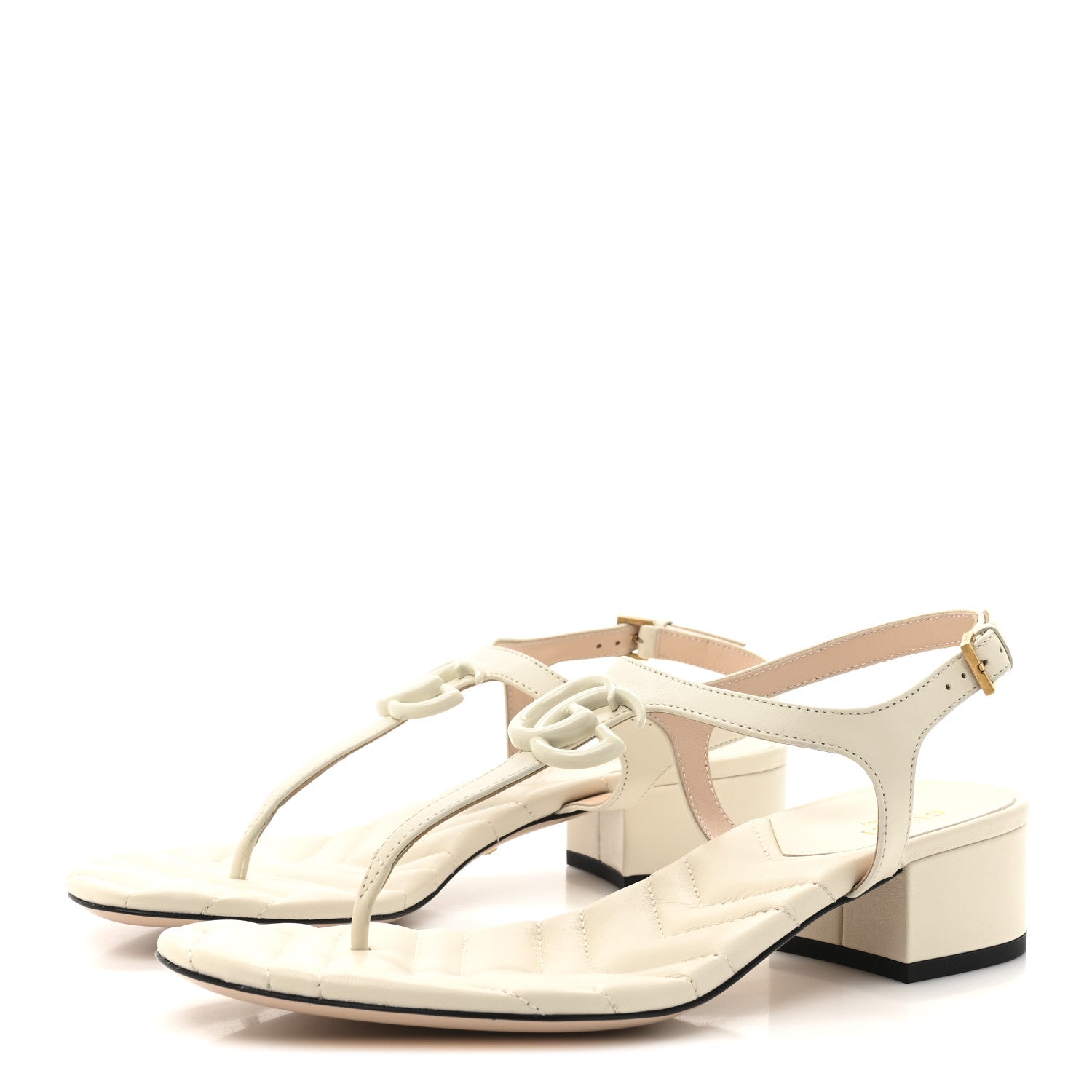 Nappa Matelasse Double G 35mm Thong Sandals 38 Mystic White