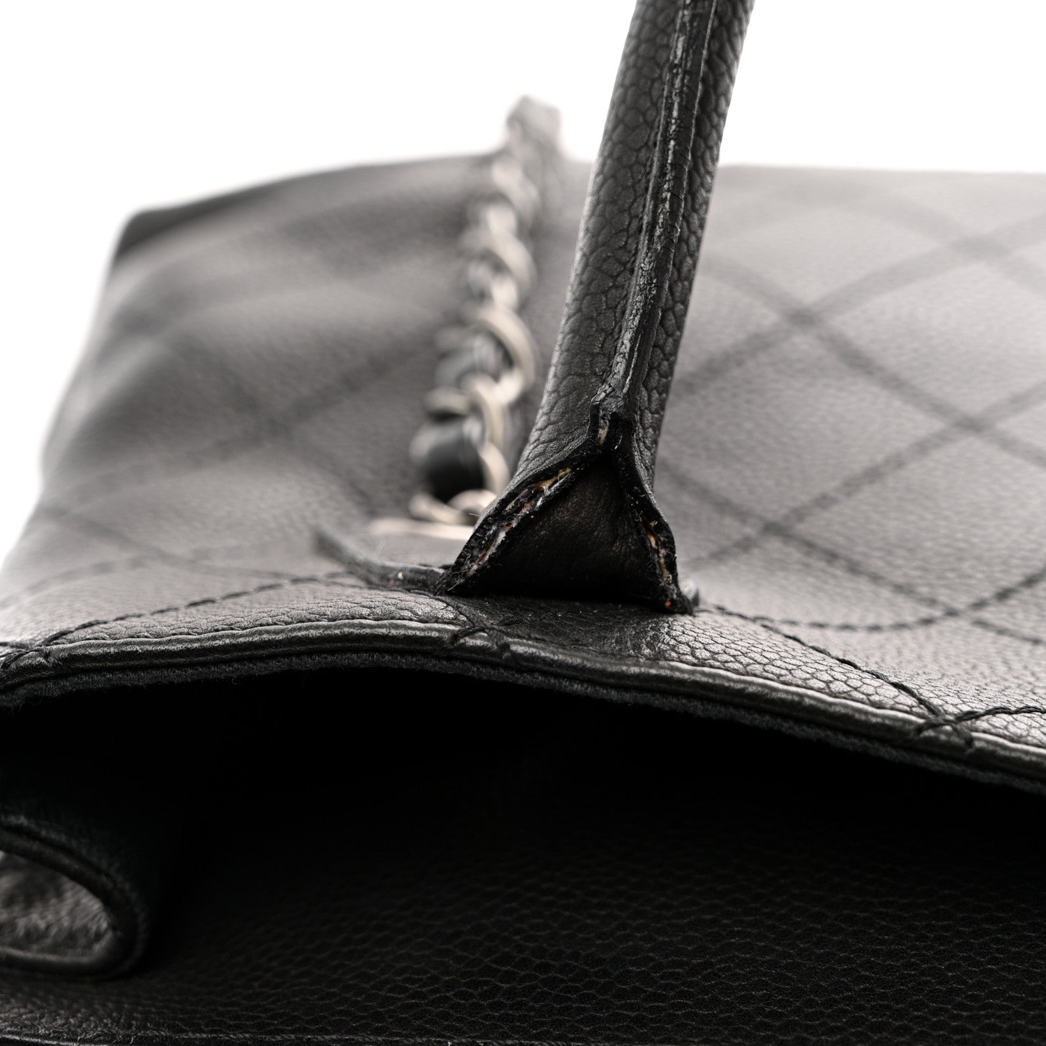 Grained Vegetal Calfskin Small Urban Shopping Tote Black