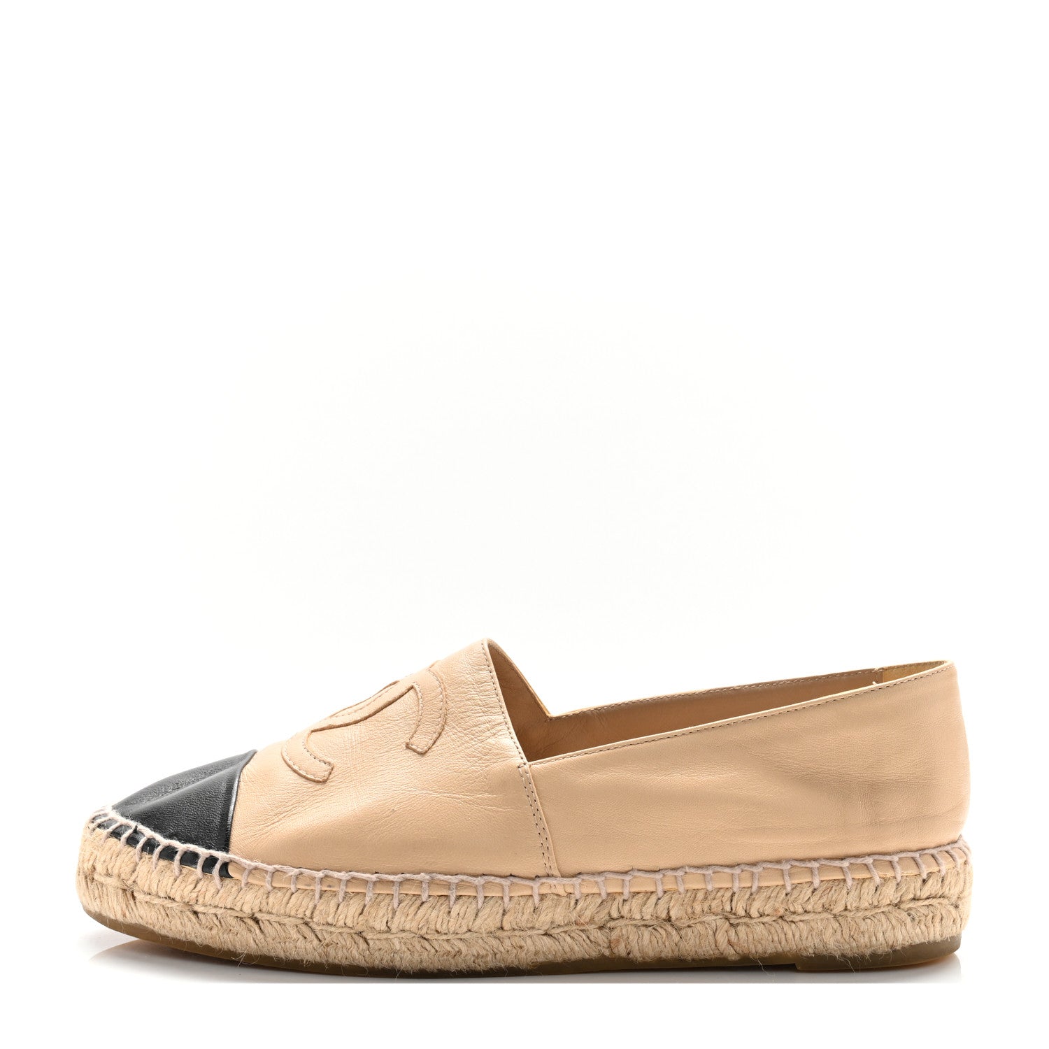 Lambskin CC Espadrilles 37 Beige Black