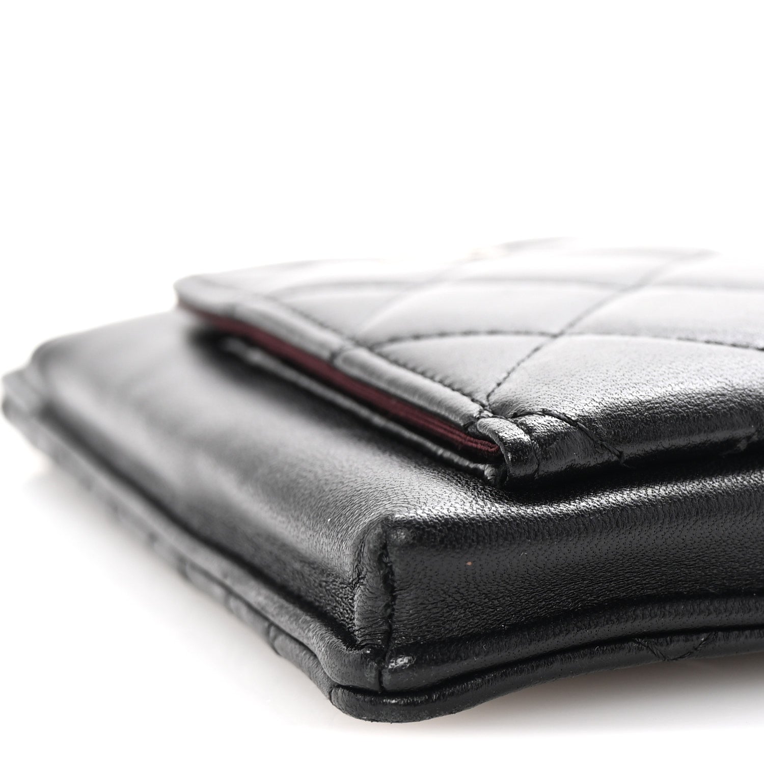 Lambskin Quilted Zip Phone Case Black