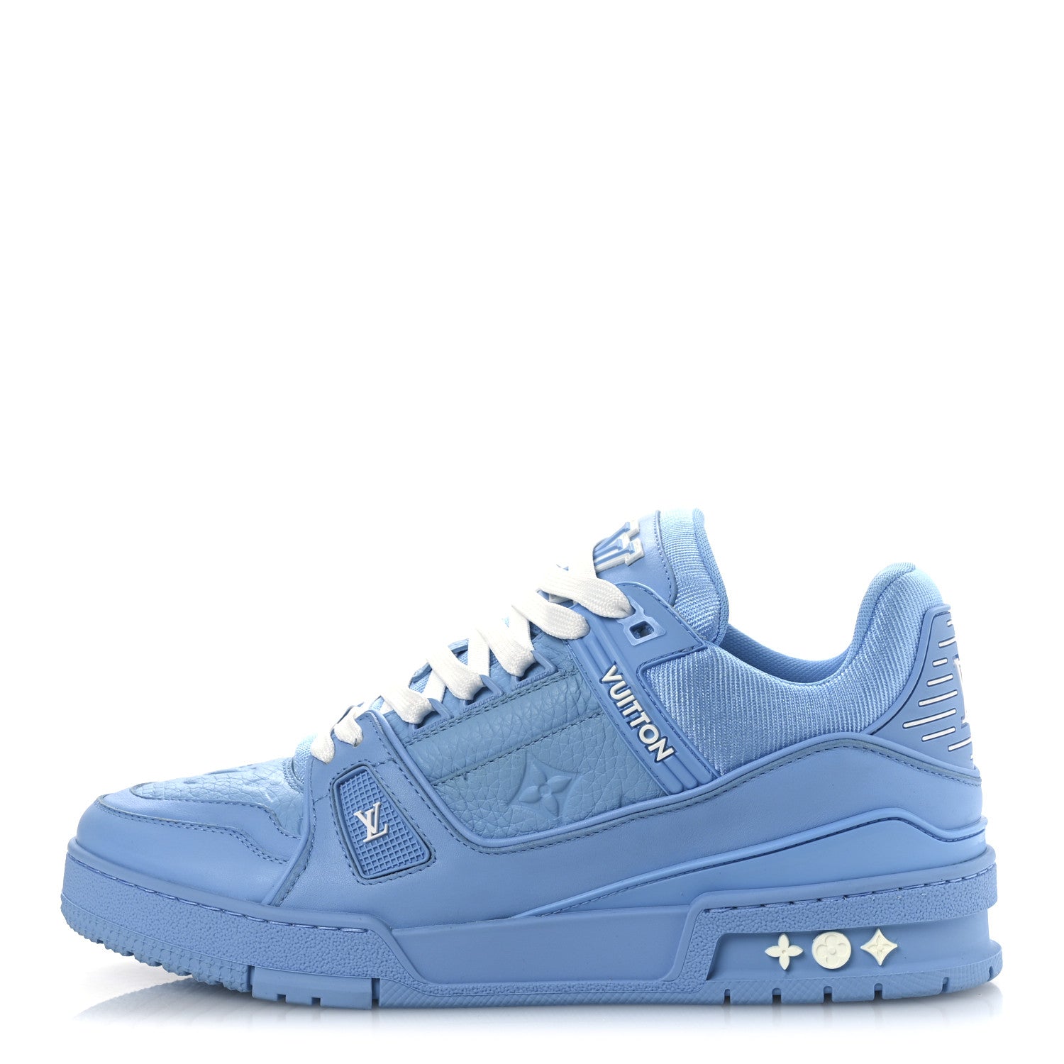 Calfskin Embossed Monogram Mens LV Trainer Sneakers 6 Blue