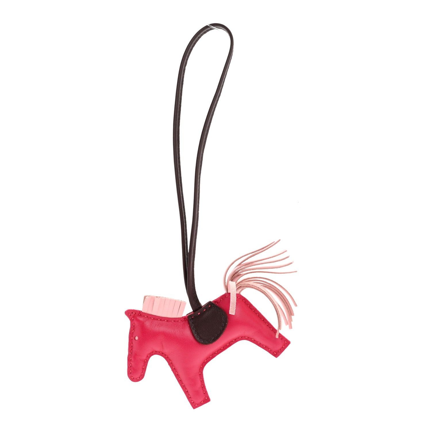 Milo Lambskin Grigri Rodeo Horse Bag Charm PM Rose Sakura Framboise Rouge Sellier