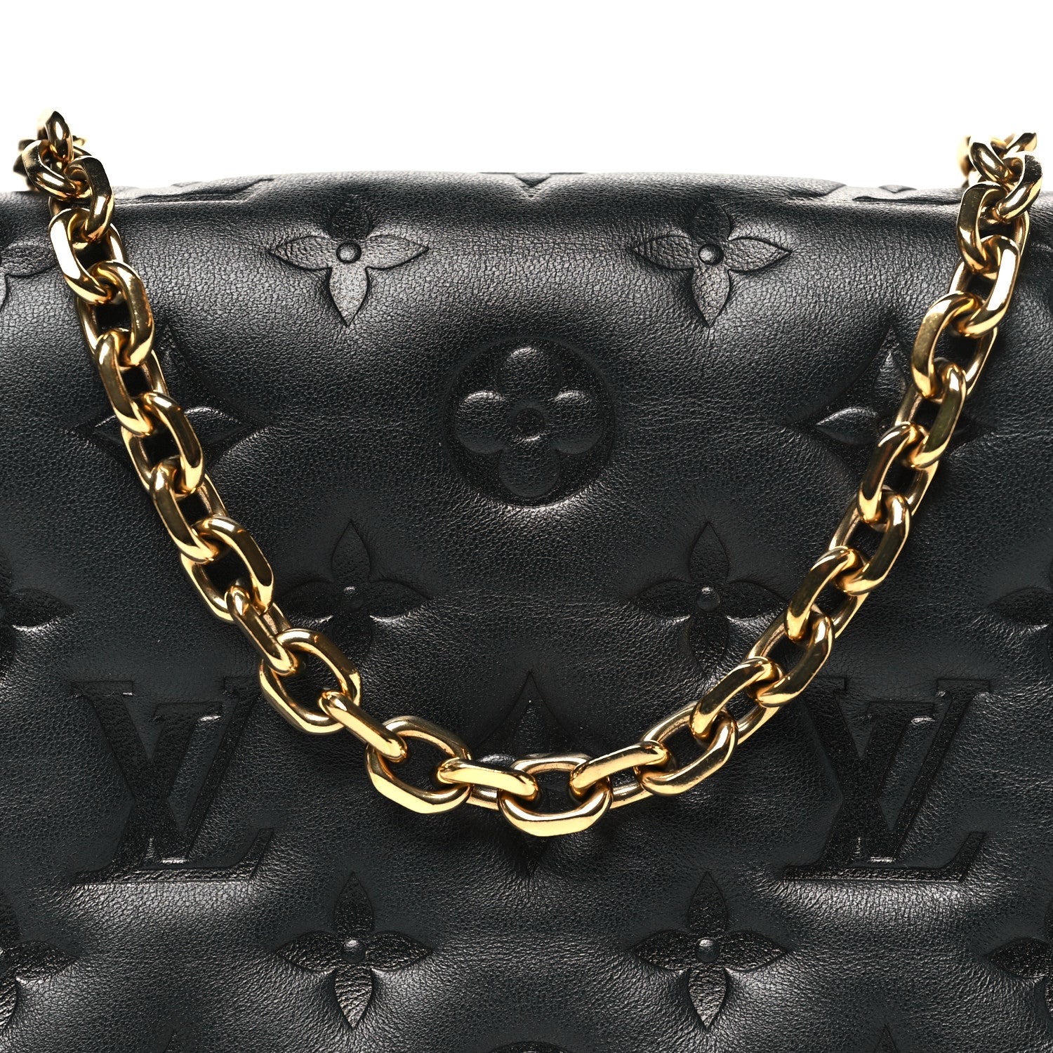 Lambskin Embossed Monogram Pochette Coussin Black