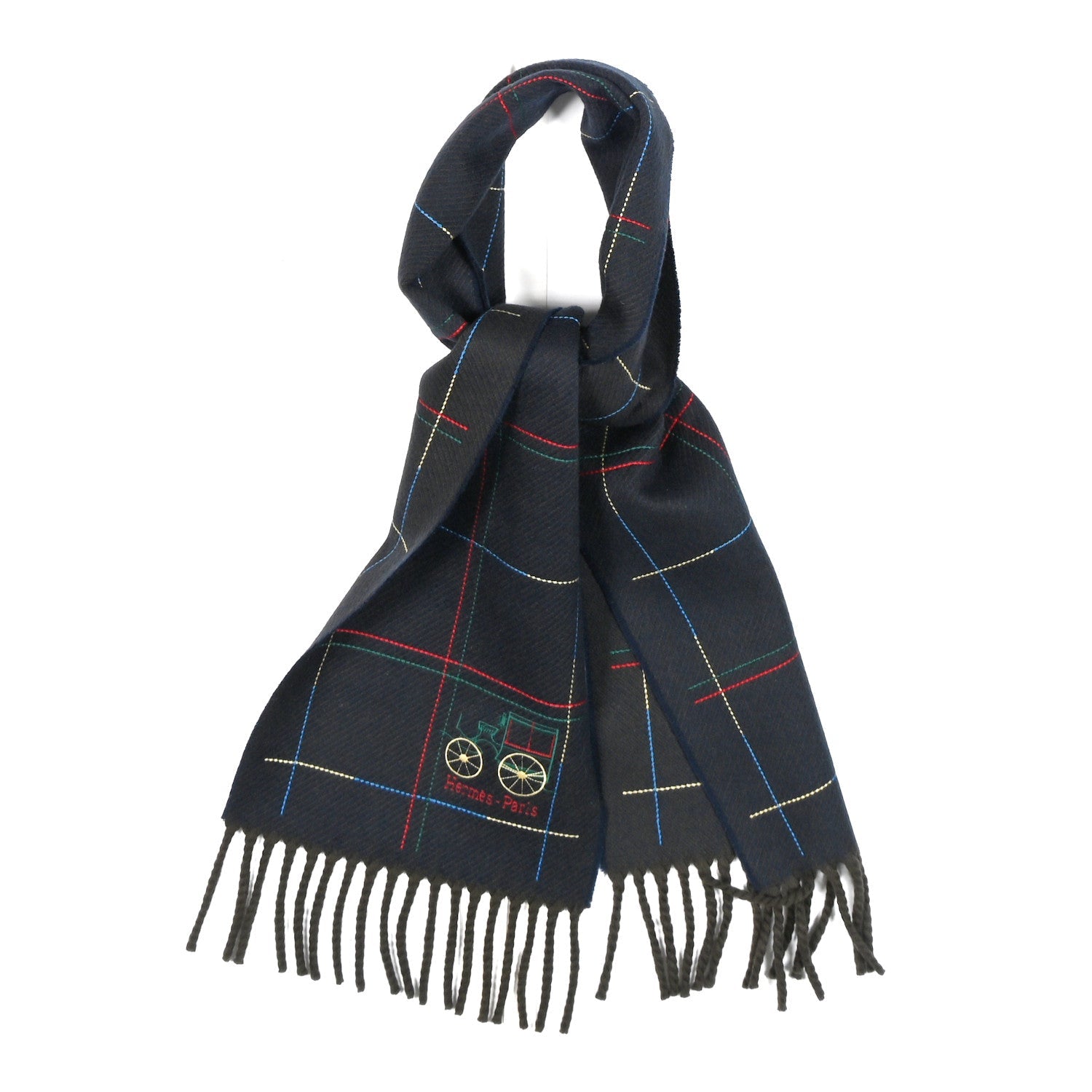 Cashmere Fringe A Toute Brodee Scarf Bleu