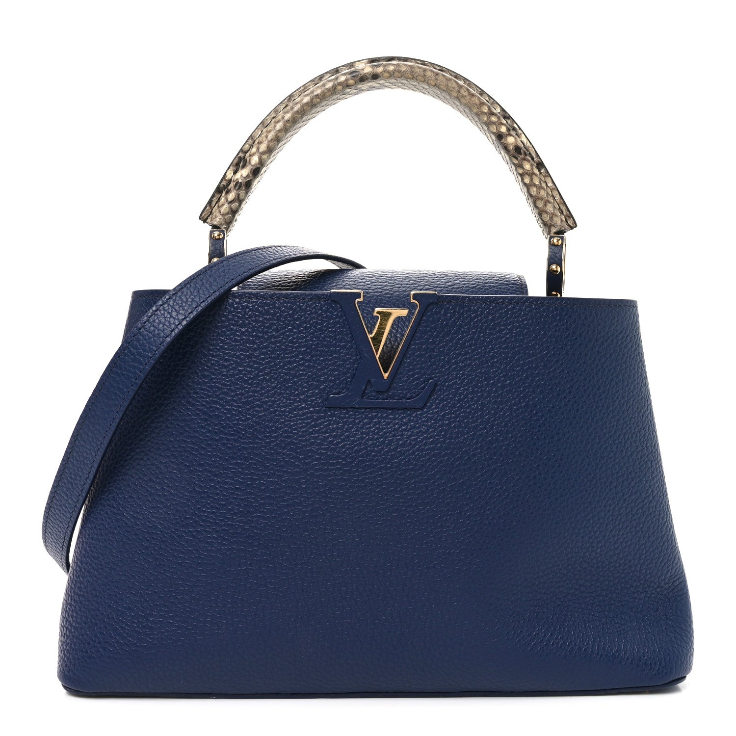 Taurillon Snakeskin Capucines MM Blue