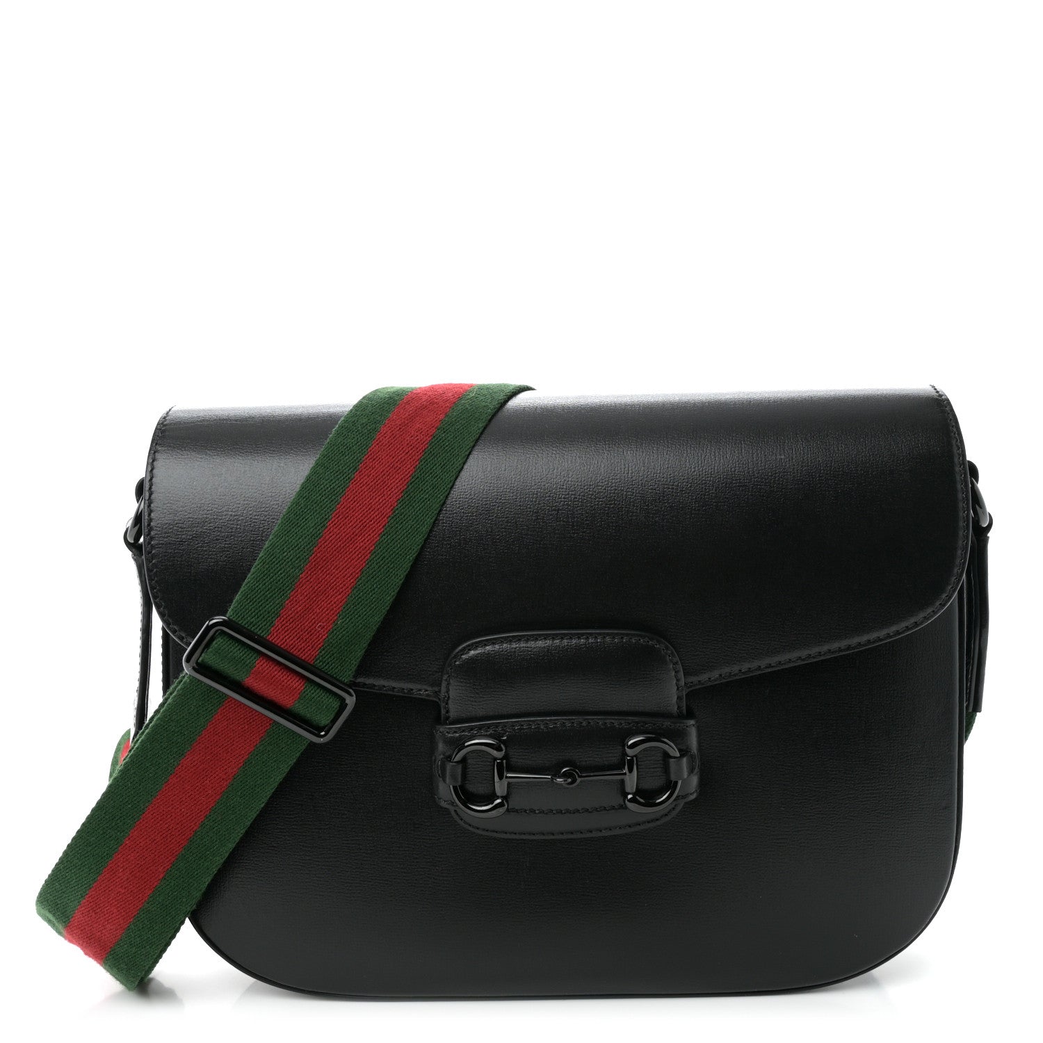 Azalea Calfskin Web Monochrome Horsebit 1955 Shoulder Bag Black
