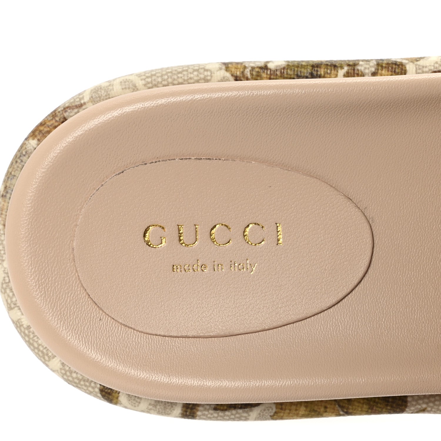 GG Supreme Monogram Water Flora Angelina Platform Slide Sandals 37.5 Beige White Multicolor