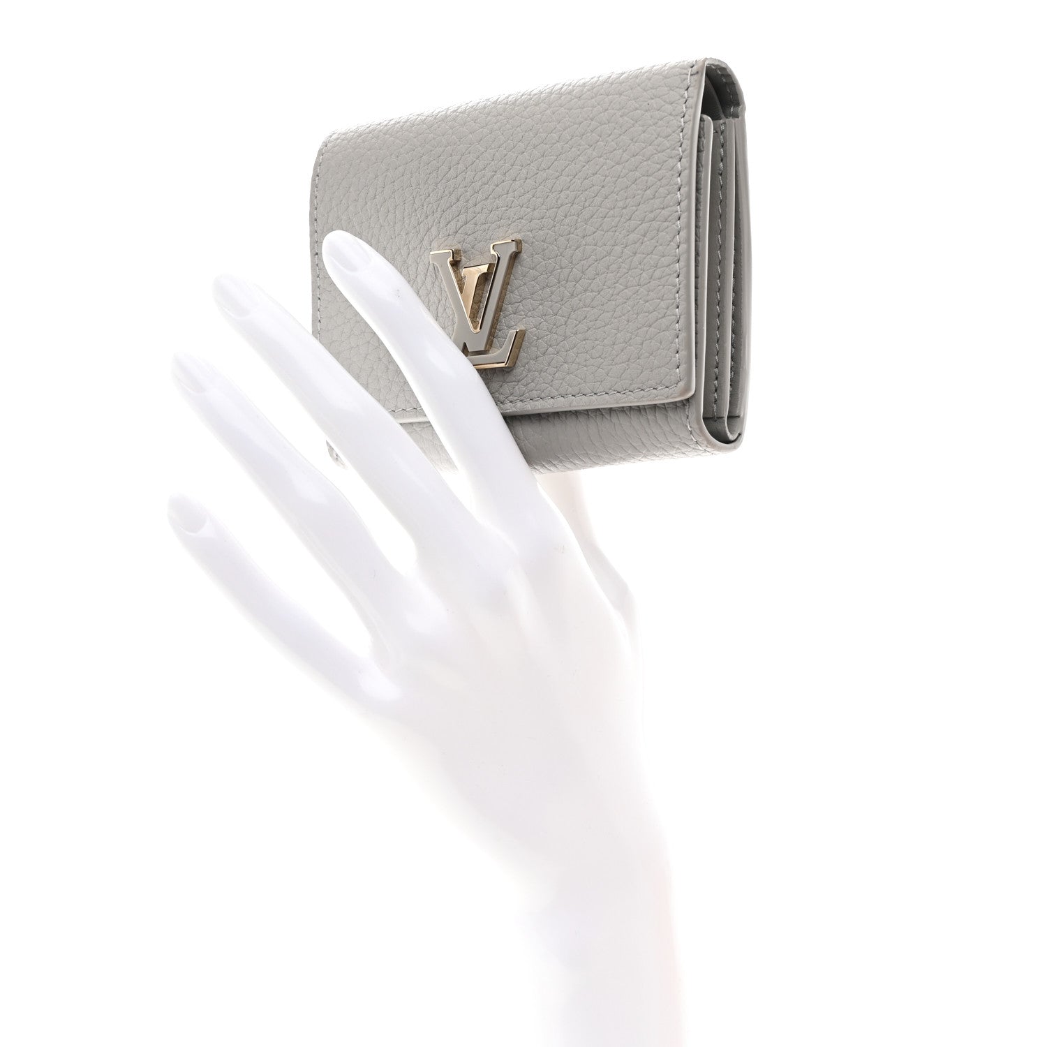 Taurillon Capucines Tiny Wallet Flint Grey