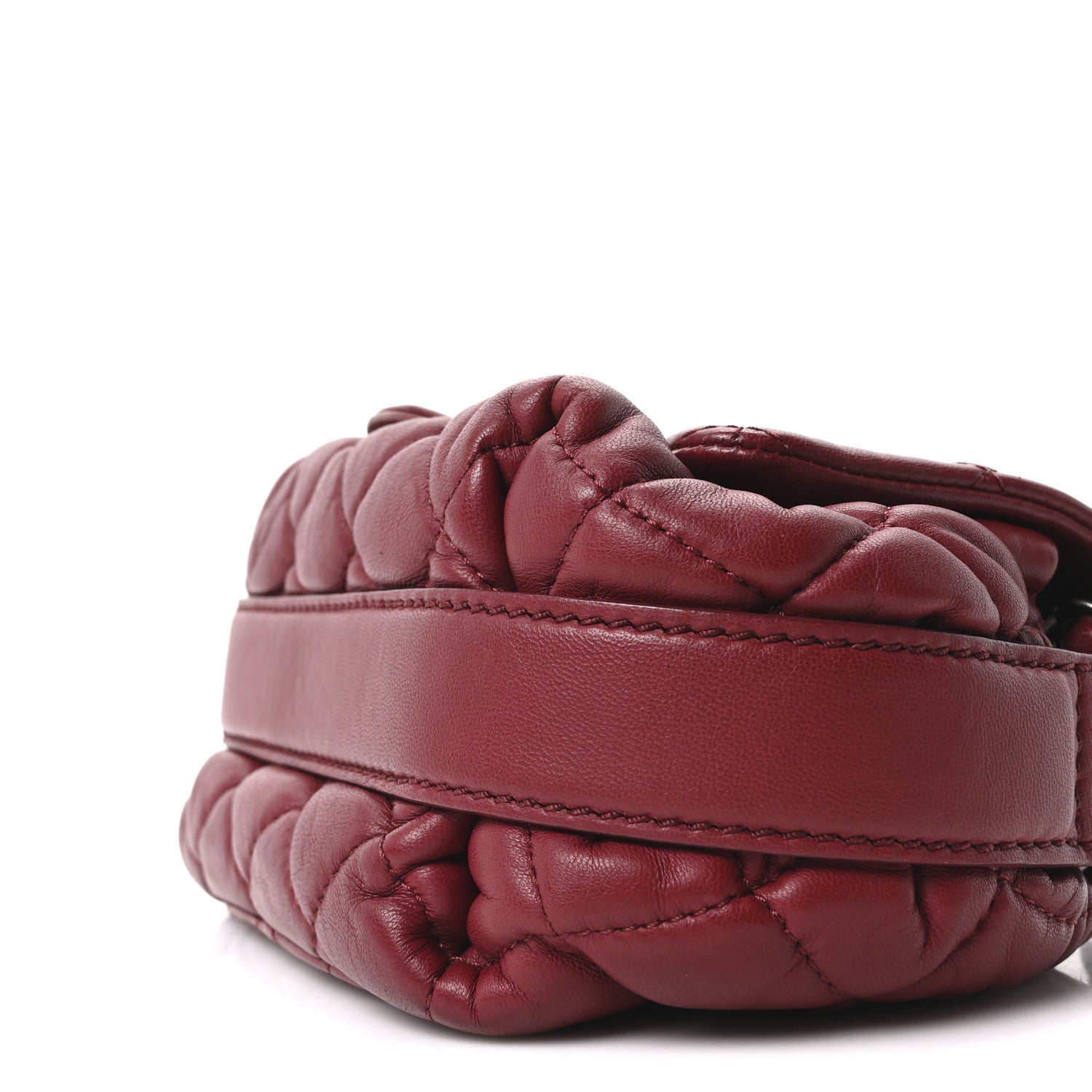 Lambskin Quilted Mini Round Flap Red