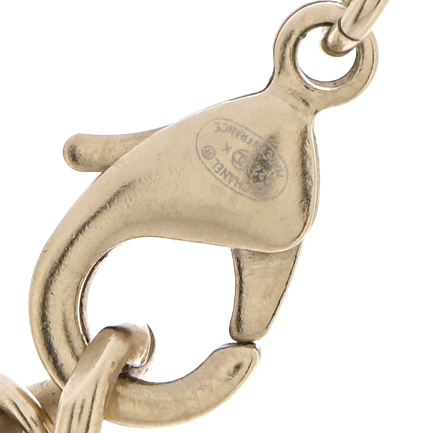 Pearl Crystal Baguette CC Short Necklace Gold