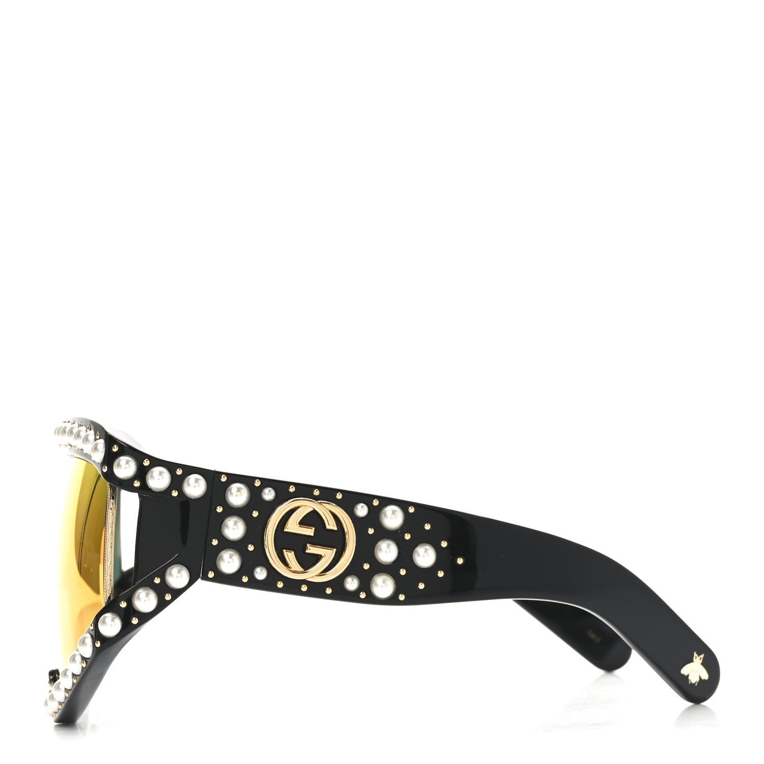 Acetate Pearl Rectangular Frame Sunglasses GG0234S Black Orange