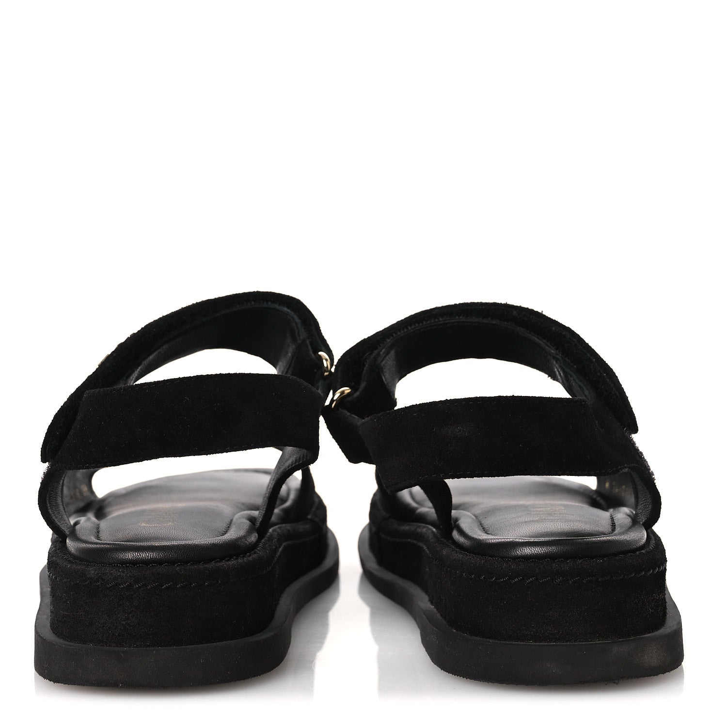 Suede Calfskin Dad Sandals 38 Black