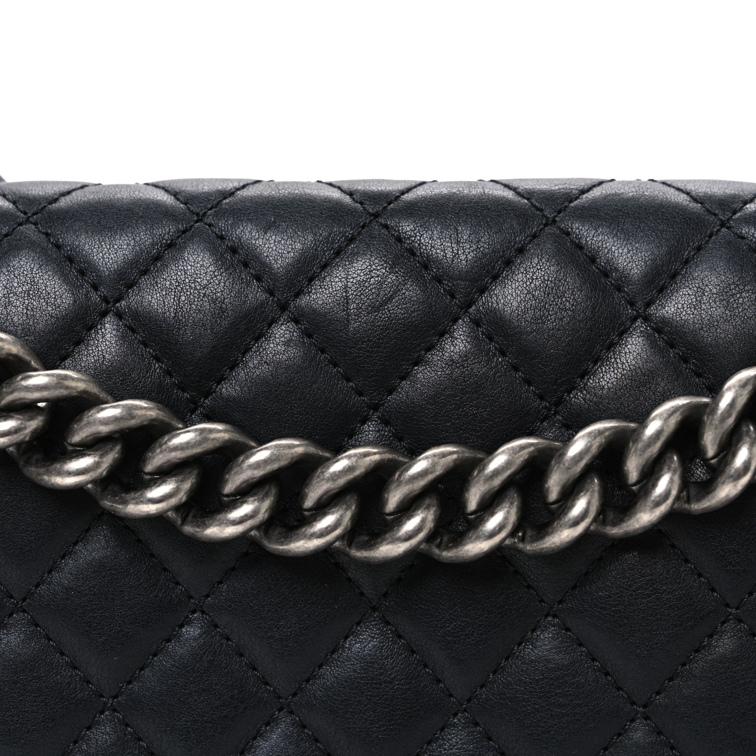 Lambskin Quilted Medium Boy Flap Black